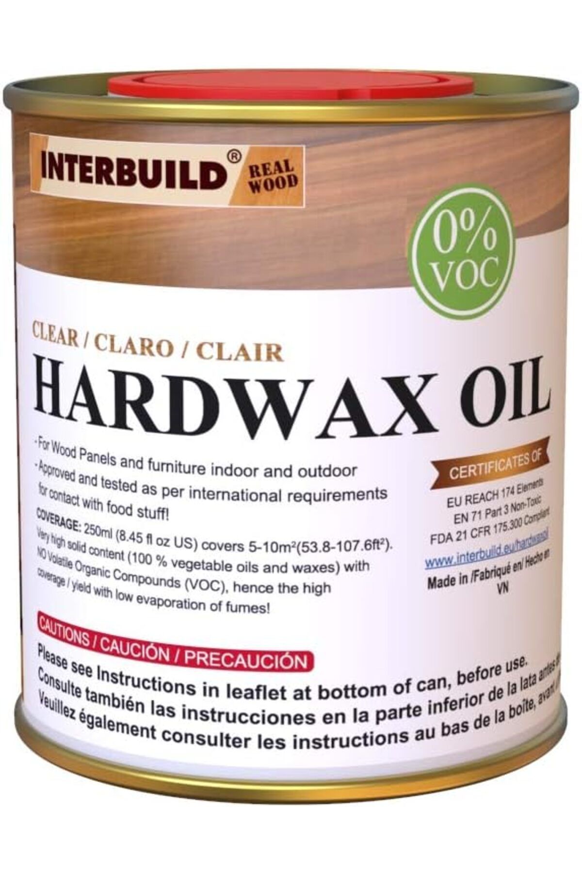 yenibagshop REAL WOOD HARDWAX Oil (0%) VOC 250 ml Ahşap yağı Mobilya yağı Ahşap Tezgah yağı Renk:Şeffaf