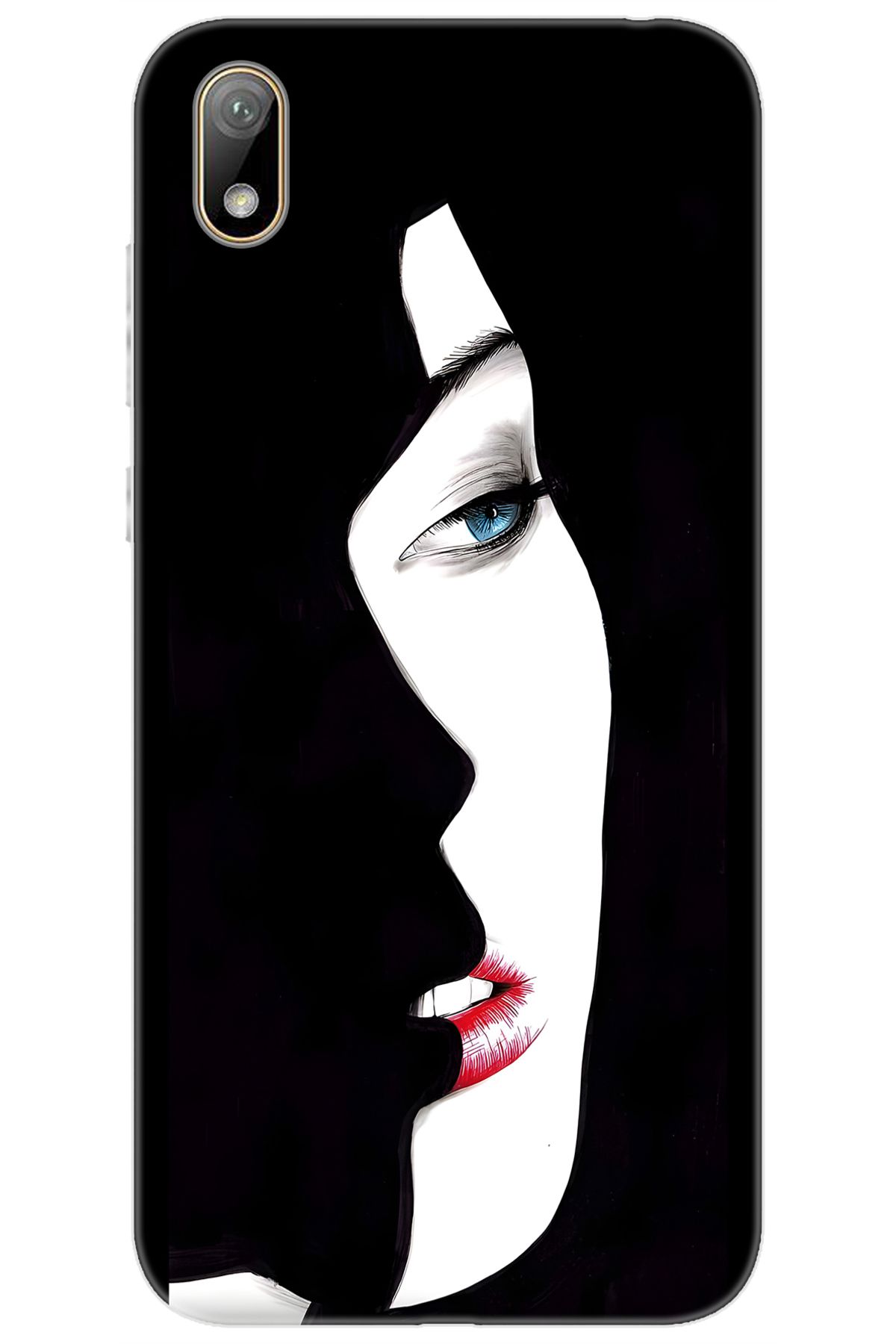 Ceppare Huawei Y5 2019 (AMN-LX2/LX9) Uyumlu Kılıf Desen Baskılı Silikon Siyah Beyaz Kadın STK:635 CP-1CSWyhu