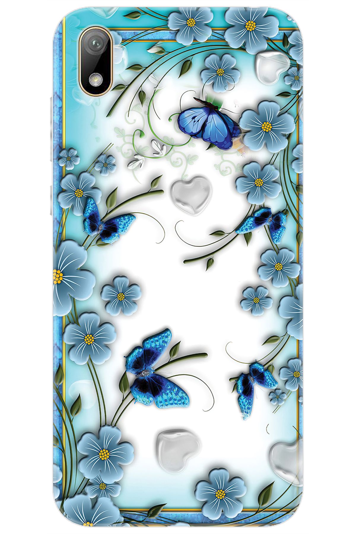 Ceppare Huawei Y5 2019 (AMN-LX2/LX9) Uyumlu Kılıf Desen Baskı Silikon Çiçek ve Kelebekler STK:547 CP-yEtKf5H