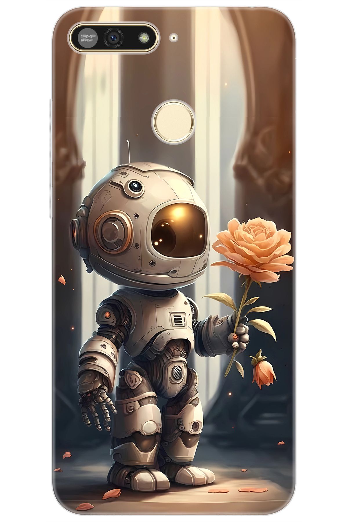 Ceppare Huawei Y6 2018 (ATU-L21) Uyumlu Kılıf Desen Baskılı Silikon Astronot STK:620 CP-OsH9PDs