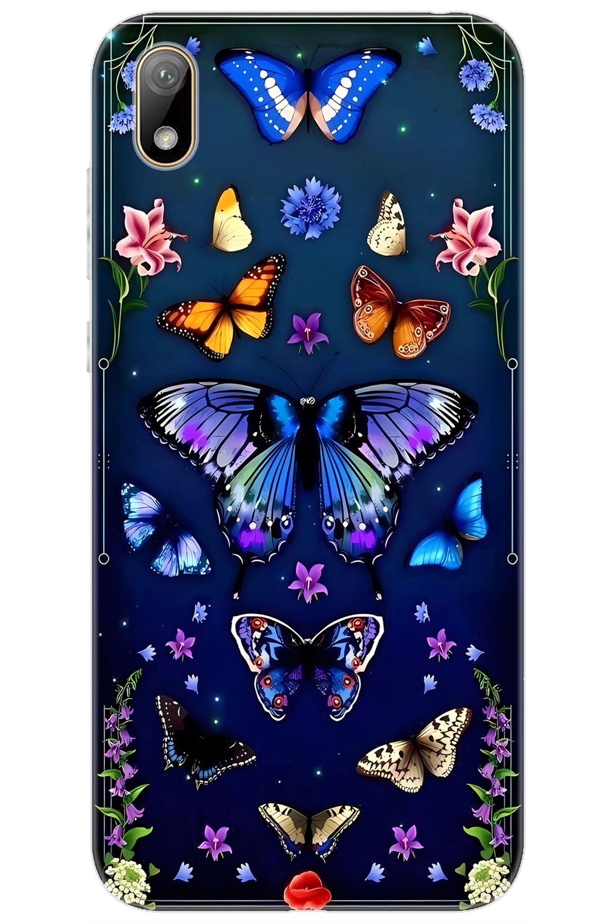 Ceppare Huawei Y5 2019 (AMN-LX2/LX9) Uyumlu Kılıf Desen Baskılı Silikon Kelebek STK:669 CP-5UerNbc