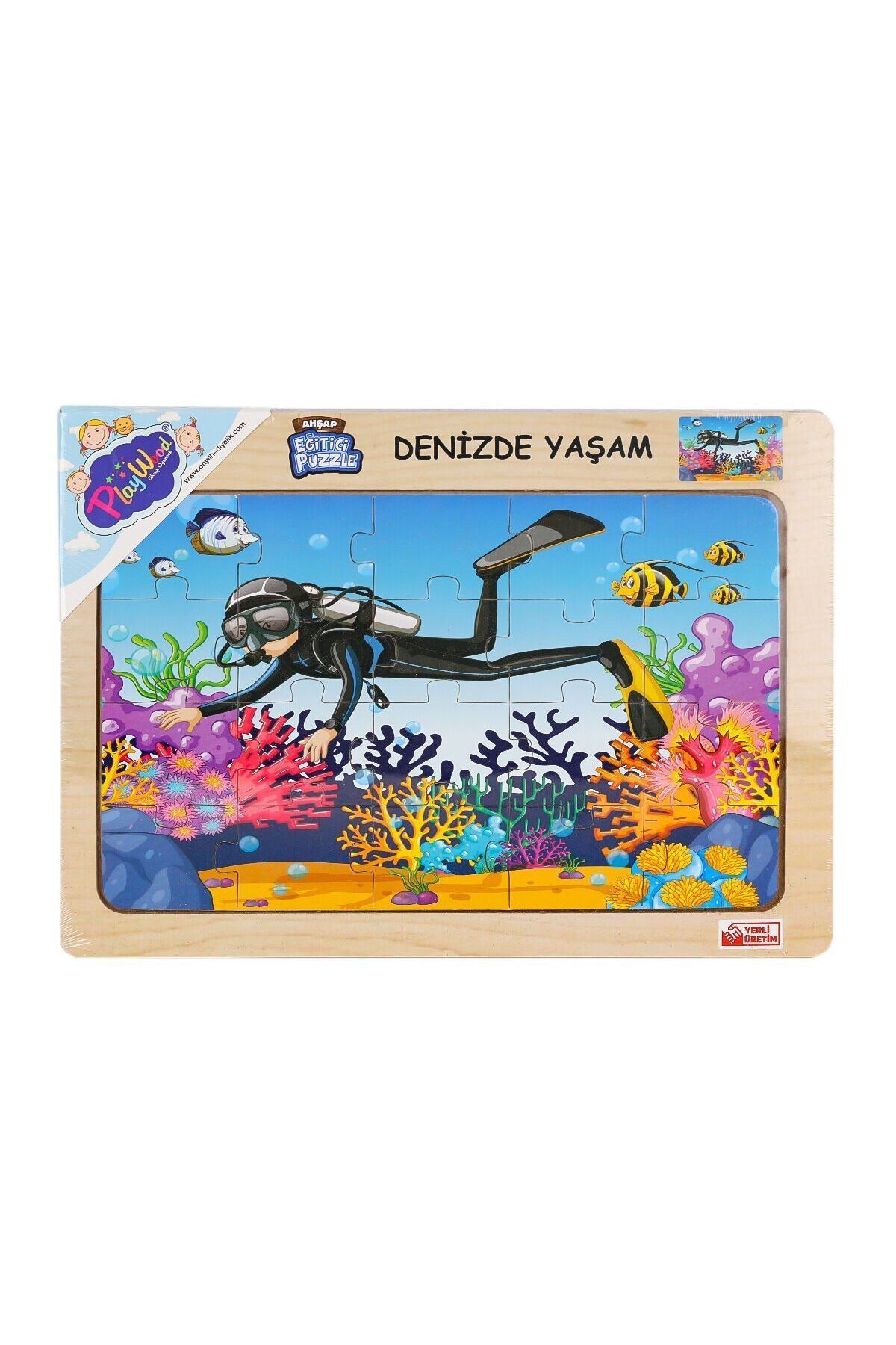 ONYIL OYUNCAK ONY-187-188-189-190 Ahşap Eğitici Puzzle Denizde Yaşam
