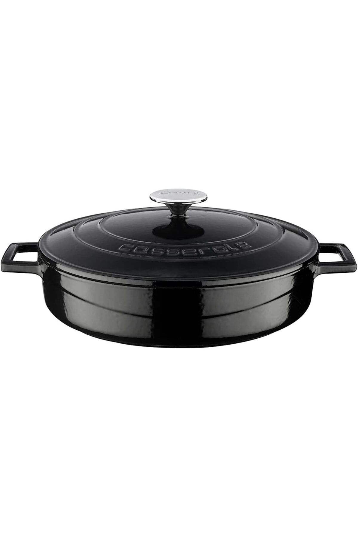 STOREMAX nffashopm Metal Döküm Çok Amaçlı Yayvan Tencere, Trendy, 28 cm, 3.51 L Hacim, Siyah storestarx