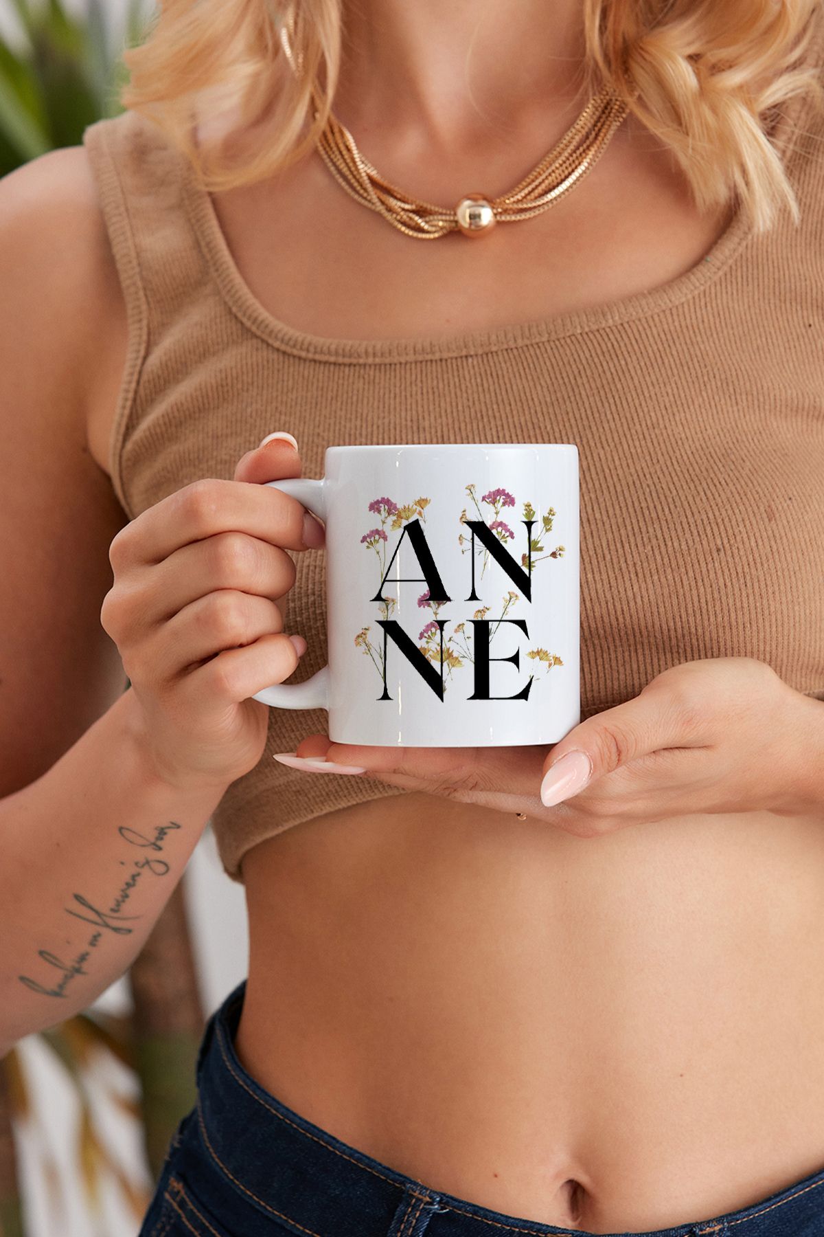 eliminucunda ANNE Kişiye Özel Isim Baskılı Baskı Tasarım Promosyon Porselen Kupa Mug Bardak Hediyelik