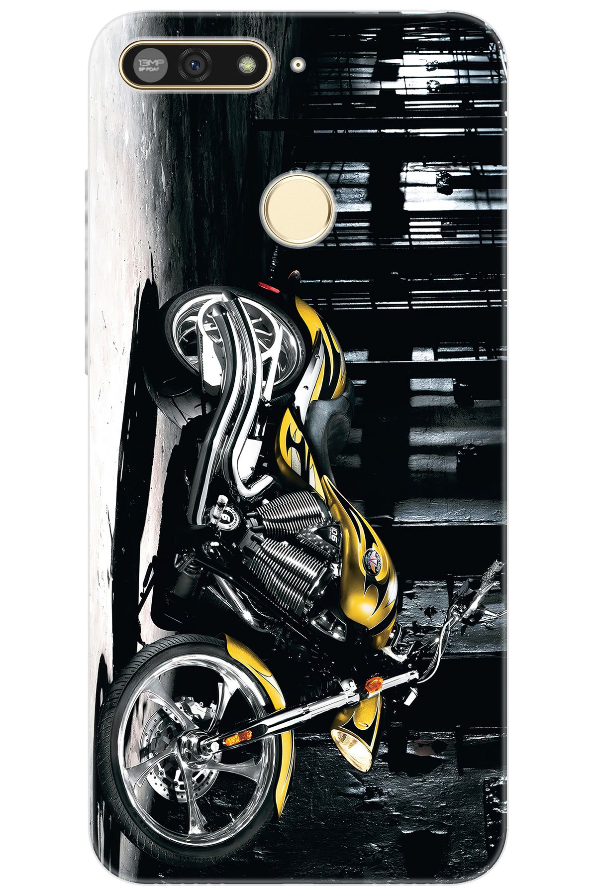 Ceppare Huawei Y6 2018 (ATU-L21) Uyumlu Kılıf Desen Baskılı Silikon Motorcycle STK:297 CP-9ZyKSSt