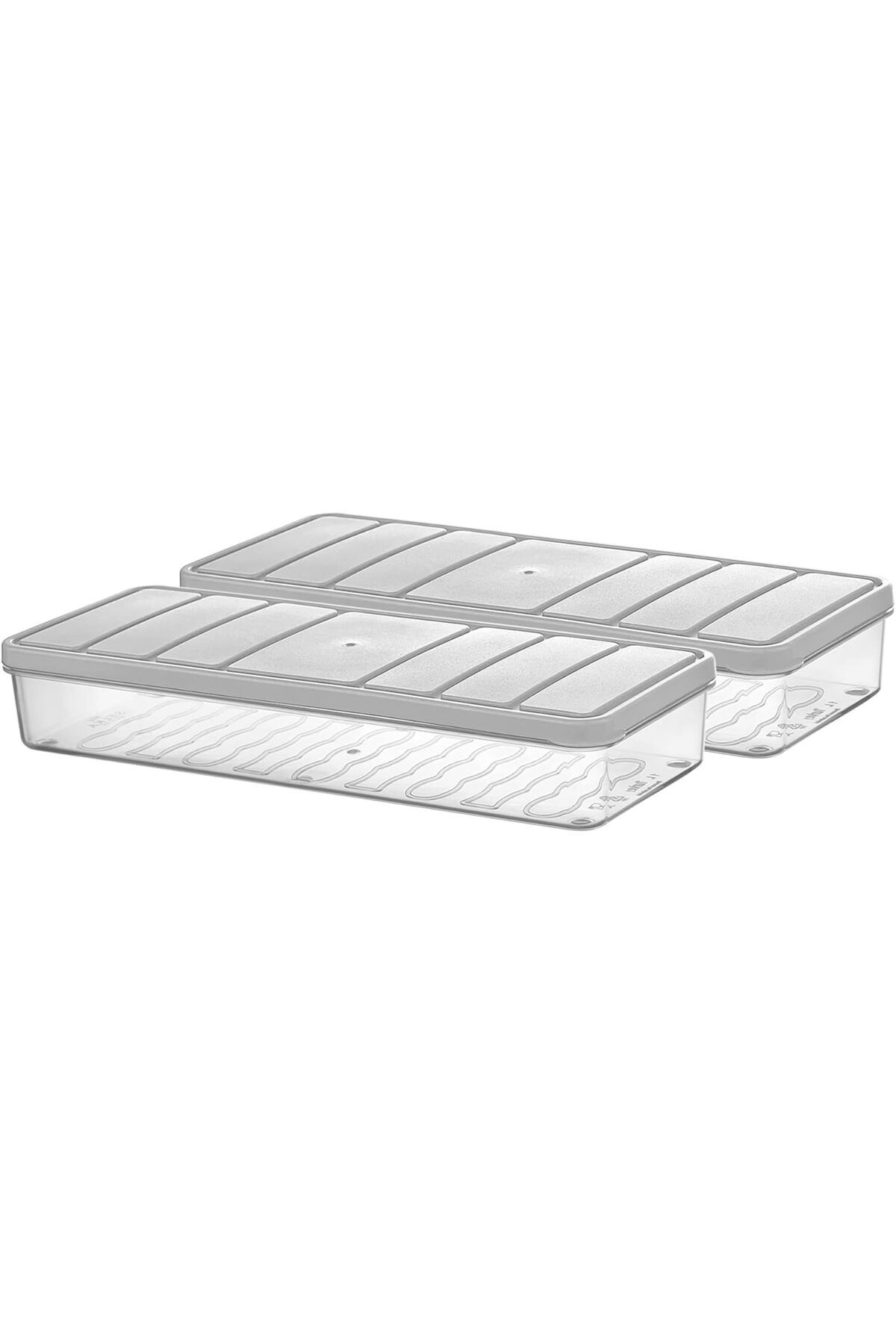 STOREMAX nffashopm Home - Nora 2'li 1.2 Litre Küçük Boy Açık Gri Saklama Kabı storestarx 1051353