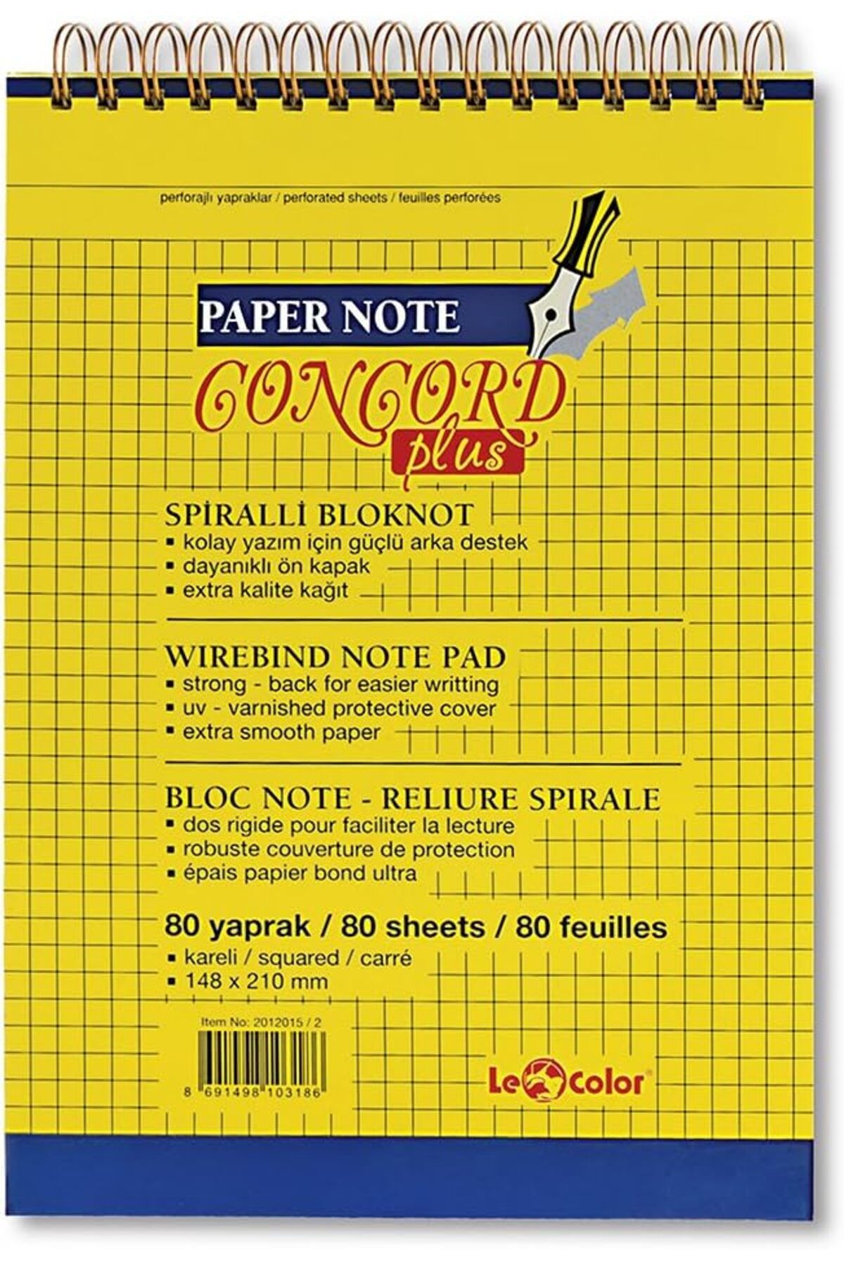 STOREMAX nffashopm Color 2012014/2 Concord Plus Yumuşak kapak, Sarı kağıt Spiralli Bloknot, Sarı storest