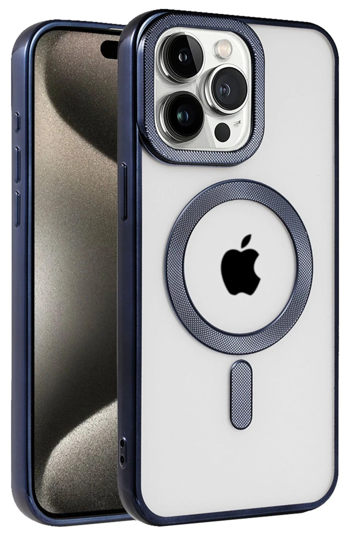 NewFace iPhone 15 Pro Max Kılıf Kronos Magsafe Kapak - Lacivert YNSMR