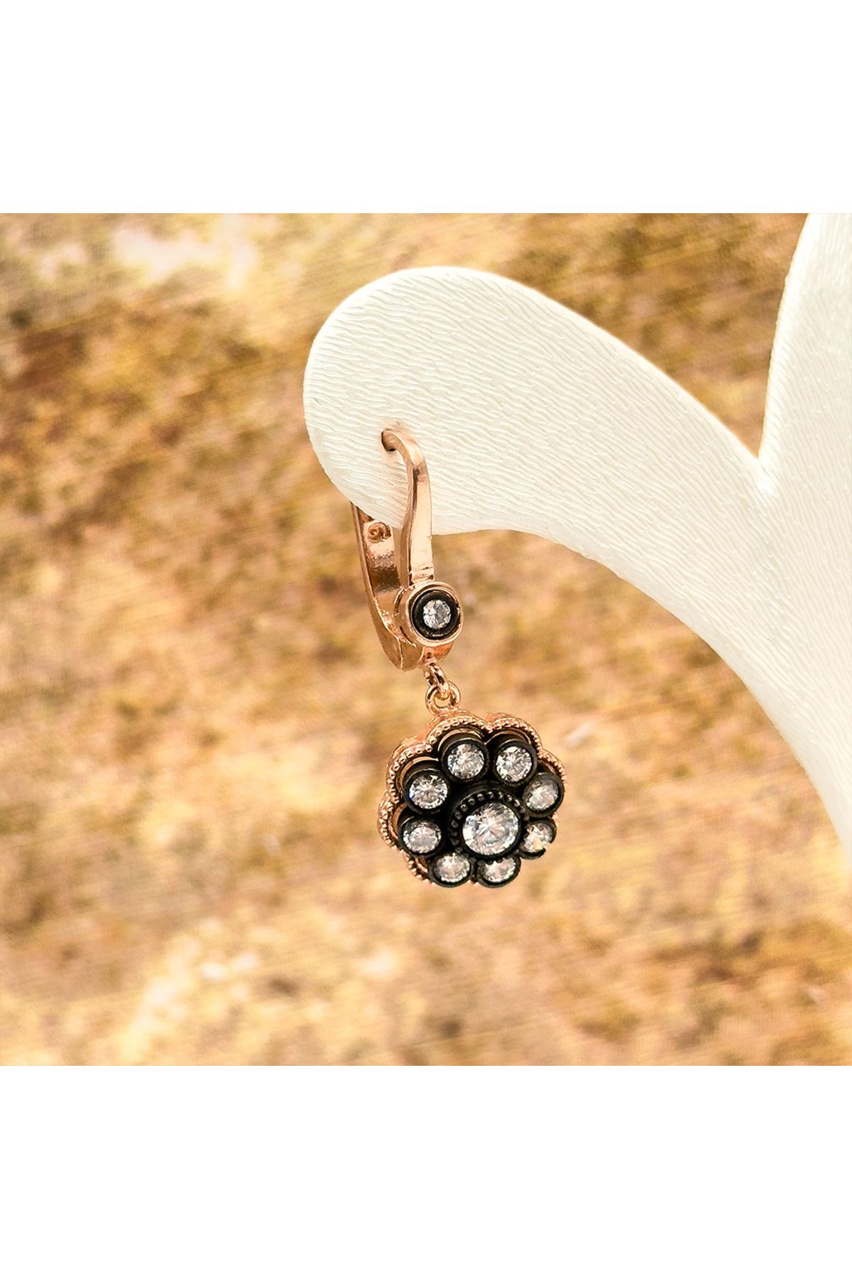 Livora Jewelry Elmas Montür Gül Gümüş Küpe