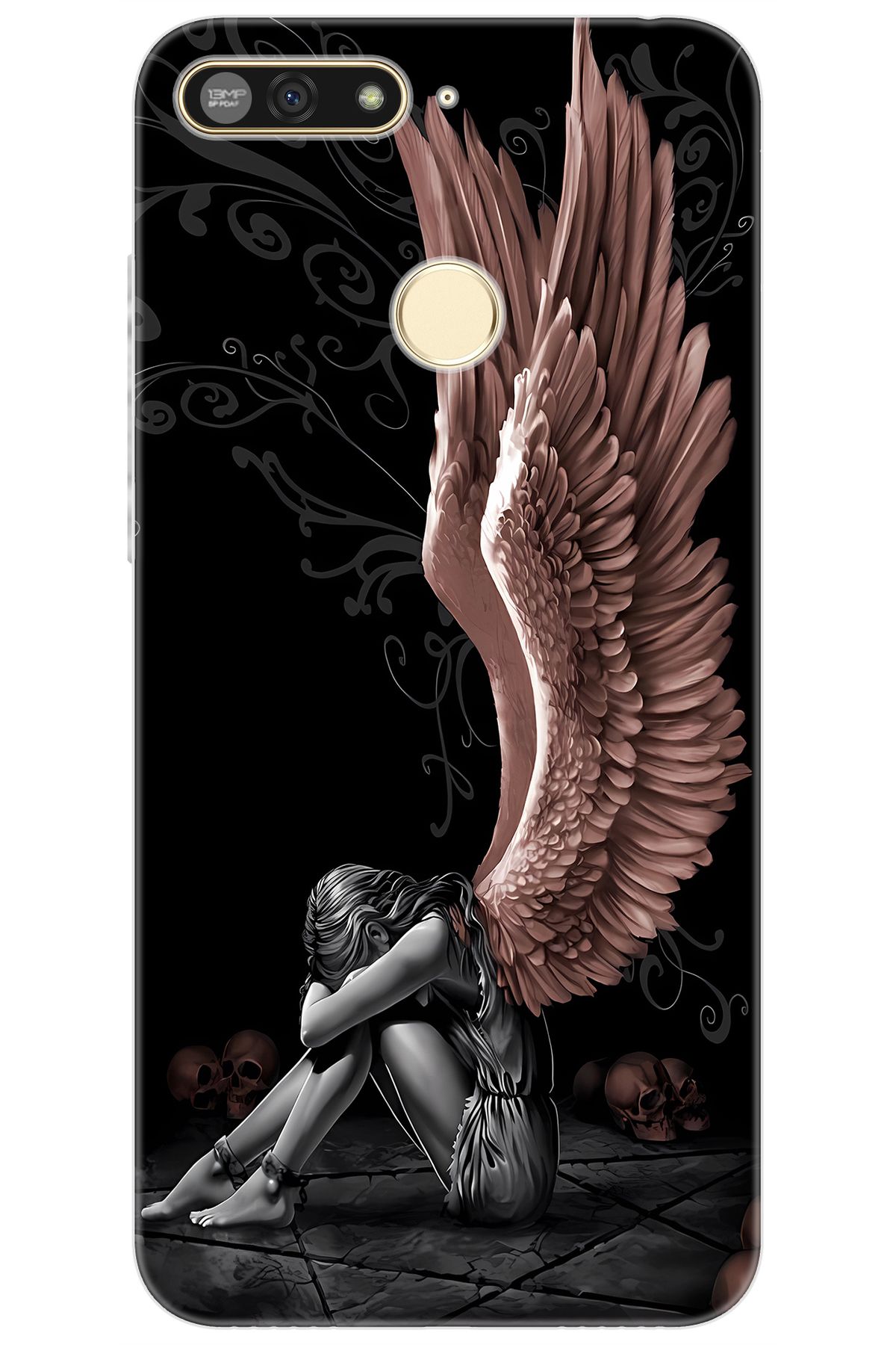 Ceppare Huawei Y6 2018 (ATU-L21) Uyumlu Kılıf Desen Baskılı Silikon Enslaved Angel STK:654 CP-NjEX9pY