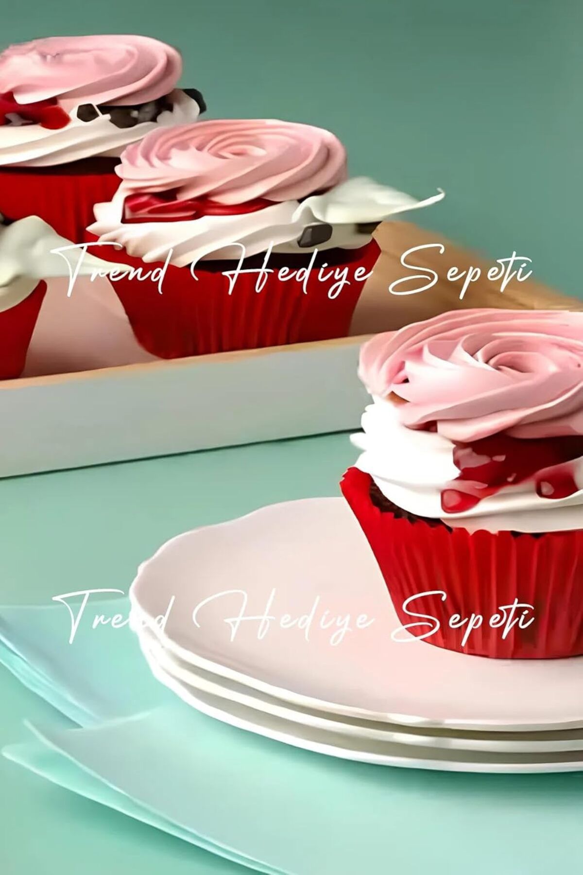 STOREMAX nffashopm 200 Adet Standart Boy Kırmızı Muffin Kek Kalıbı, Browine Kalıbı 40x30 Mm, Cupcake K