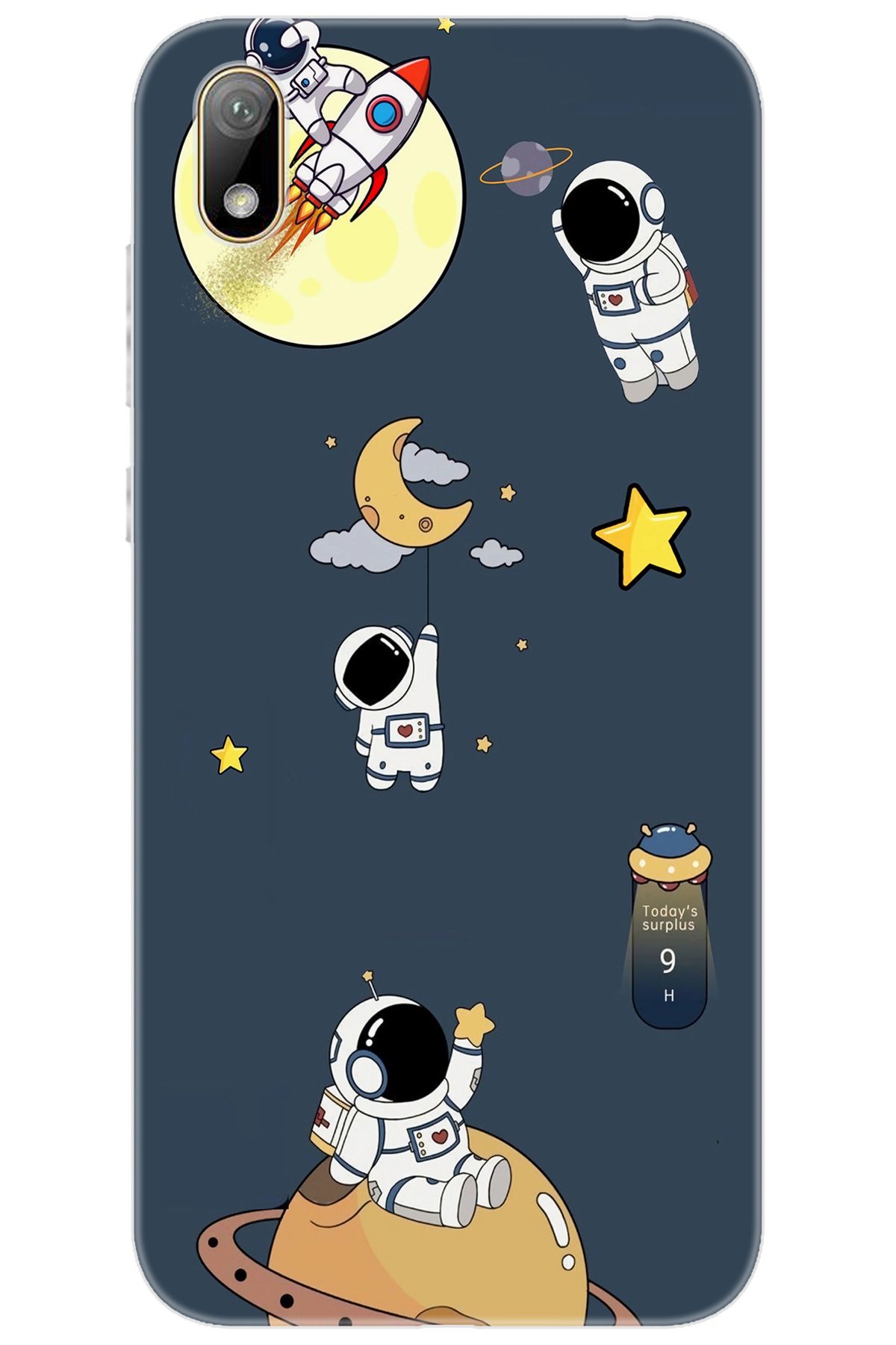 Ceppare Huawei Y5 2019 (AMN-LX2/LX9) Uyumlu Kılıf Desen Baskılı Silikon Astronot Serisi STK:725 CP-qYsPWvE