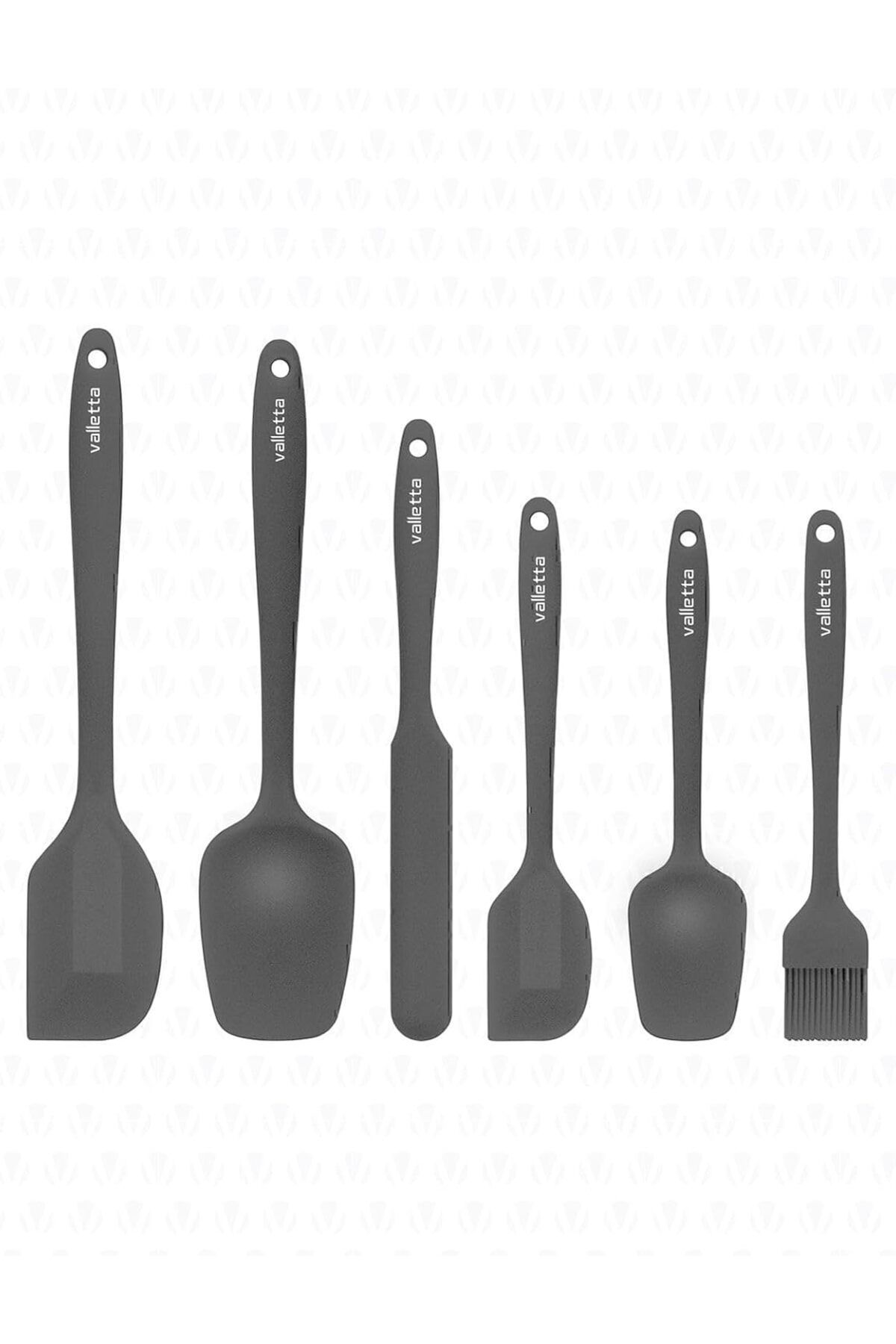 STOREMAX nffashopm Drongo Isıya Dayanıklı Yanmaz Yapışmaz Silikon Spatula Seti 6 Parça Gri storestarx 1