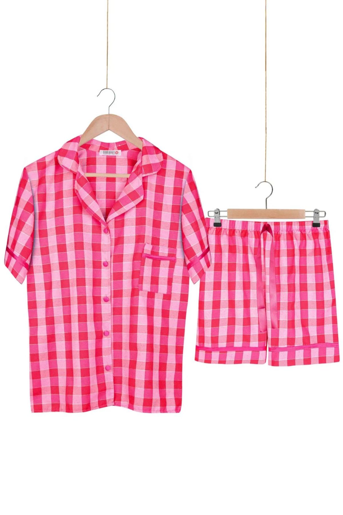 ZENCHES kadın kısa kollu şortlu rahat günlük şık pijama takımı