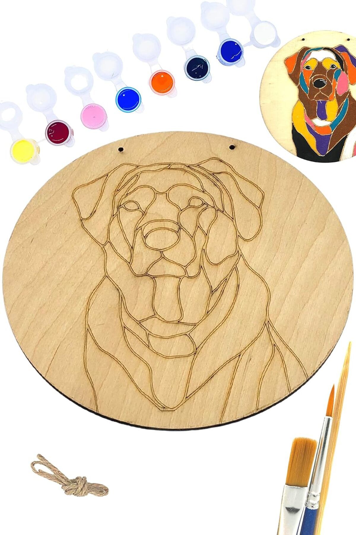 STOREMAX PrStorex inside Renkli Köpek Ahşap Boyama Tuval Seti Hediye Hobi Kiti 20 Cm LifePeri 1063348