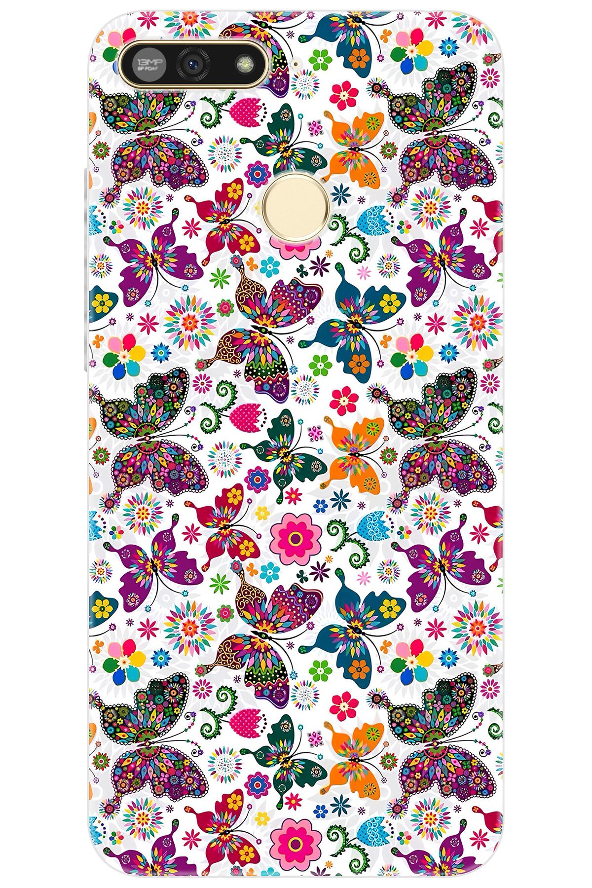 Ceppare Huawei Y6 2018 (ATU-L21) Uyumlu Kılıf Desen Baskılı Silikon Kelebek STK:700 CP-xkXTQxJ