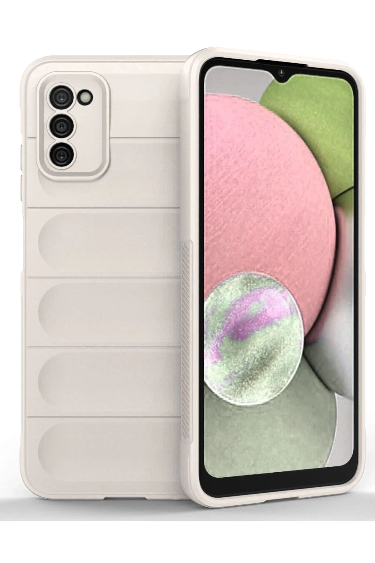 NewFace Galaxy A03s Uyumlu Kılıf Optimum Silikon - Krem Jojua