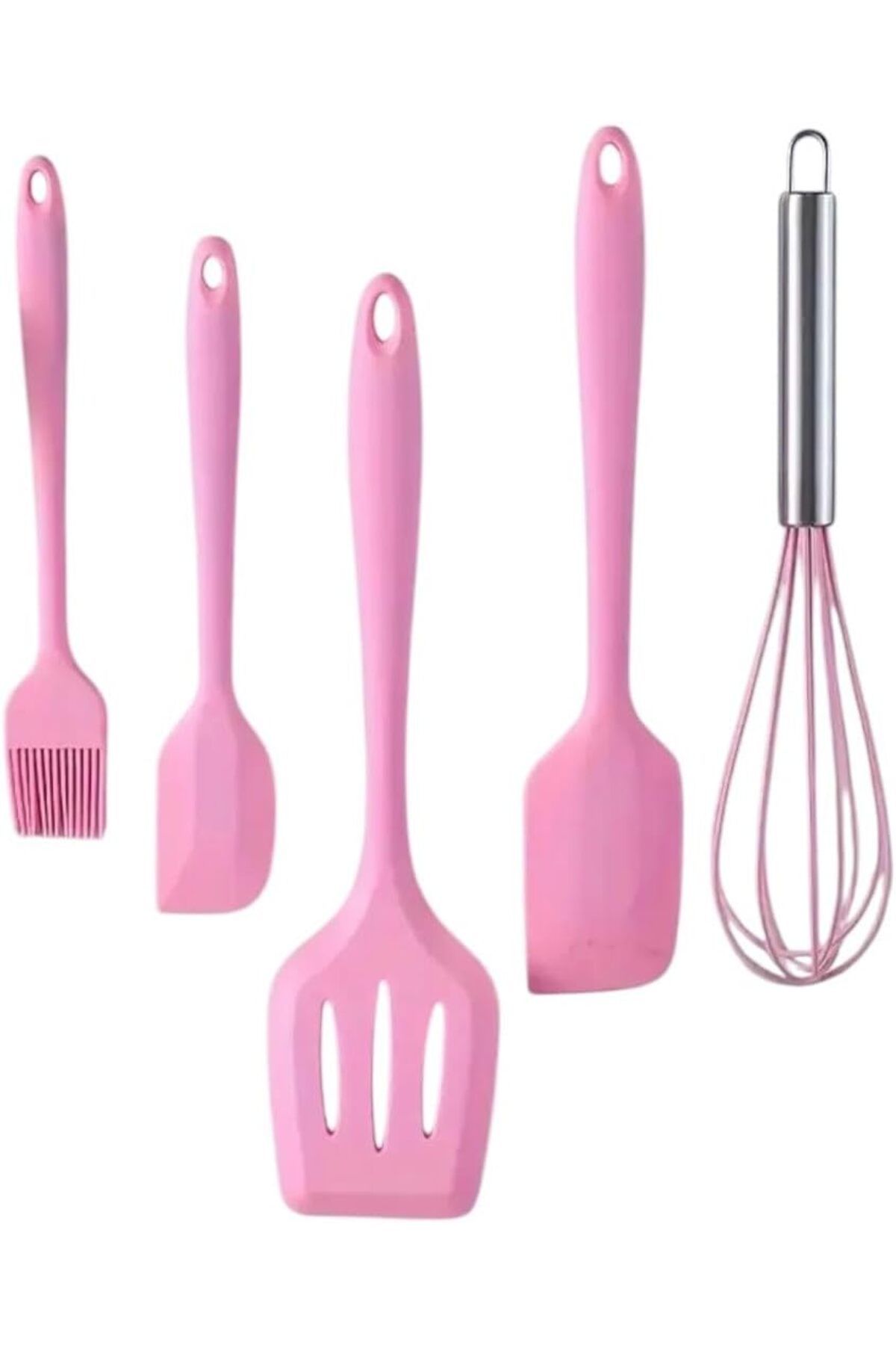 STOREMAX Parça Silikon Mutfak Seti, Isıya Dayanıklı, Yapışmaz, Pembe, Çırpıcı ve Spatula