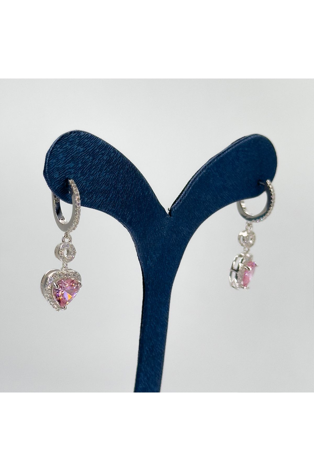 Livora Jewelry Pembe Kuvars Sallamalı Gümüş Küpe