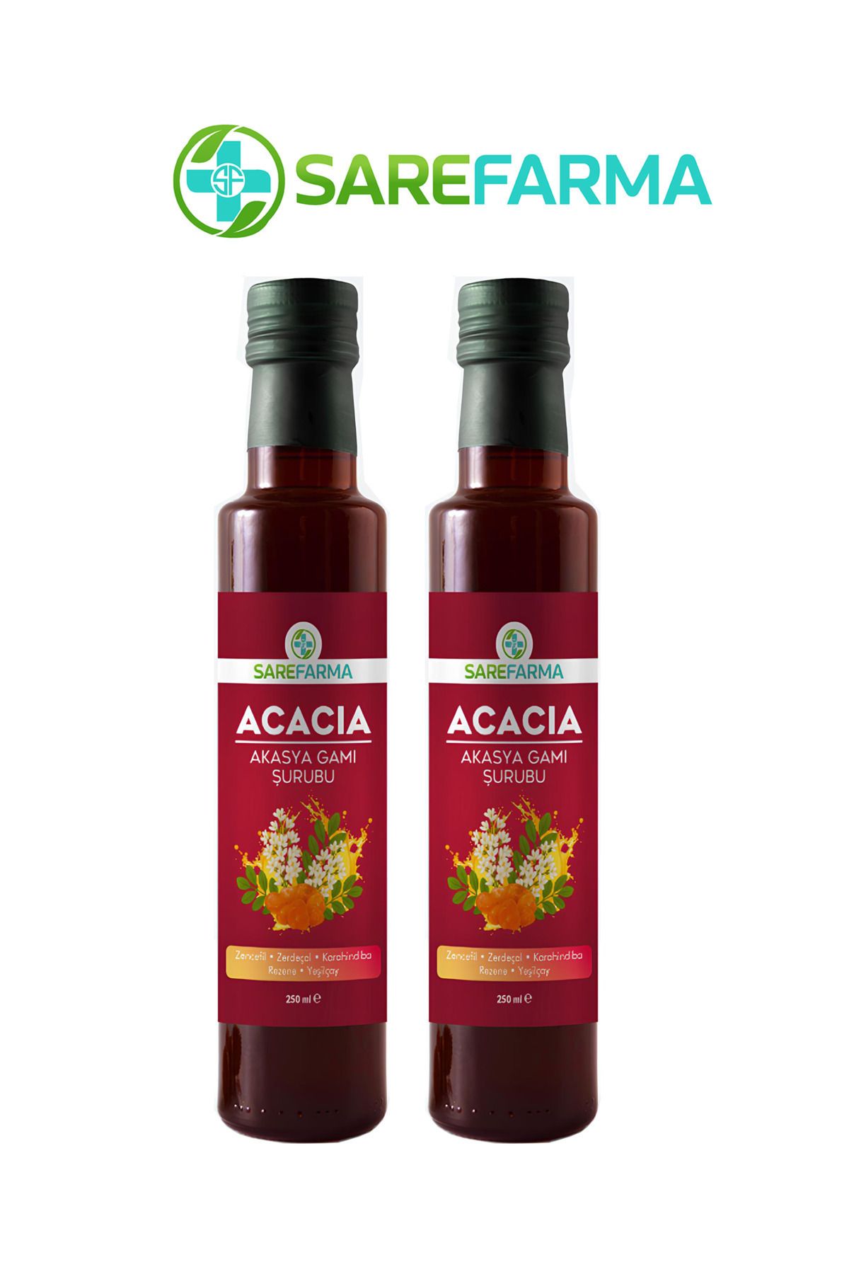 sarefarma Acacia Akasya Gamı Şurubu 250 Ml ( 2 Adet ) Ödem Atımını Destekler Detox Şurubu