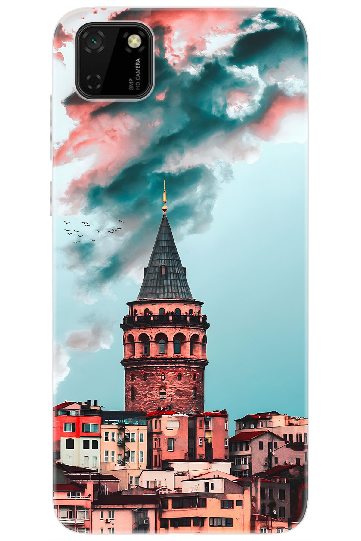 Ceppare Huawei Y5P (DRA-LX9) Uyumlu Kılıf Desen Baskılı Silikon Galata Kulesi STK:688 CP-PYhmUKE