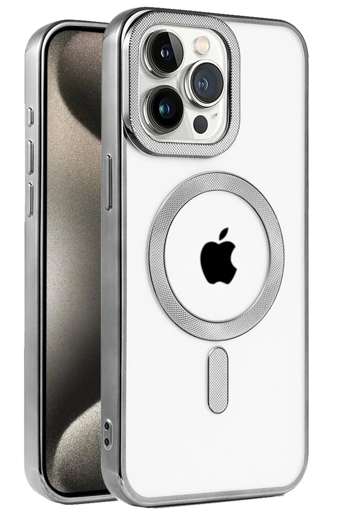 NewFace iPhone 15 Pro Kılıf Kronos Magsafe Kapak - Titanyum Gri FERRG