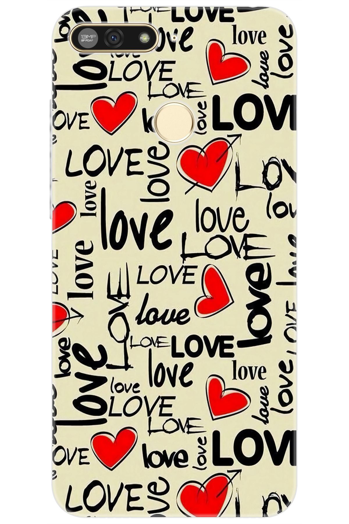Ceppare Huawei Y6 2018 (ATU-L21) Uyumlu Kılıf Desen Baskılı Silikon Love Serisi STK:728 CP-GBmTs7b