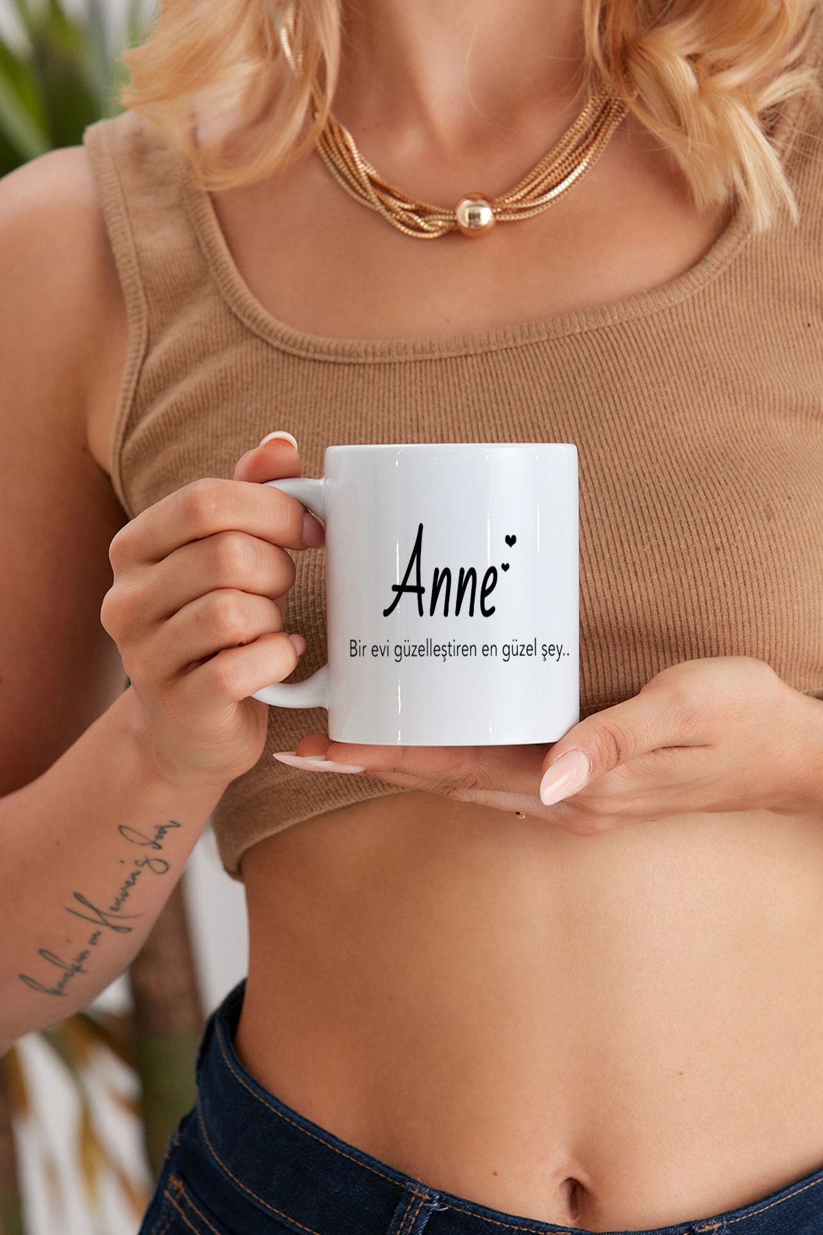 eliminucunda ANNE Kişiye Özel Isim Baskılı Baskı Tasarım Promosyon Porselen Kupa Mug Bardak Hediyelik