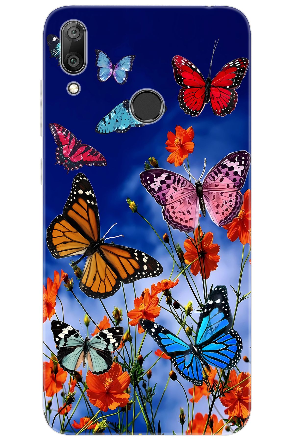 Ceppare Huawei Y7 Prime 2019 (DUB-LX3) Uyumlu Kılıf Desenli Silikon Renkli Kelebekler STK:741 CP-Q7PgSuj