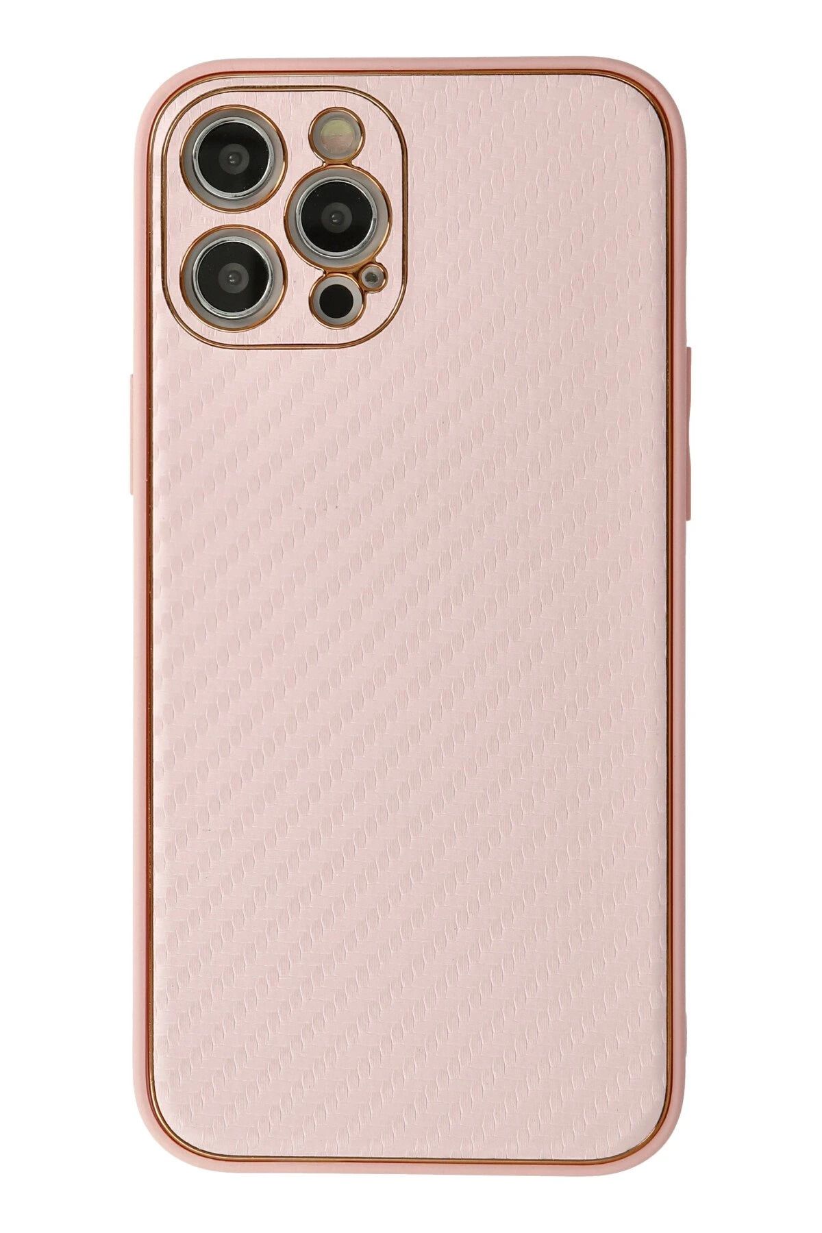 NewFace iPhone 12 Pro Max Kılıf Coco Karbon Silikon - Pembe YNSMR