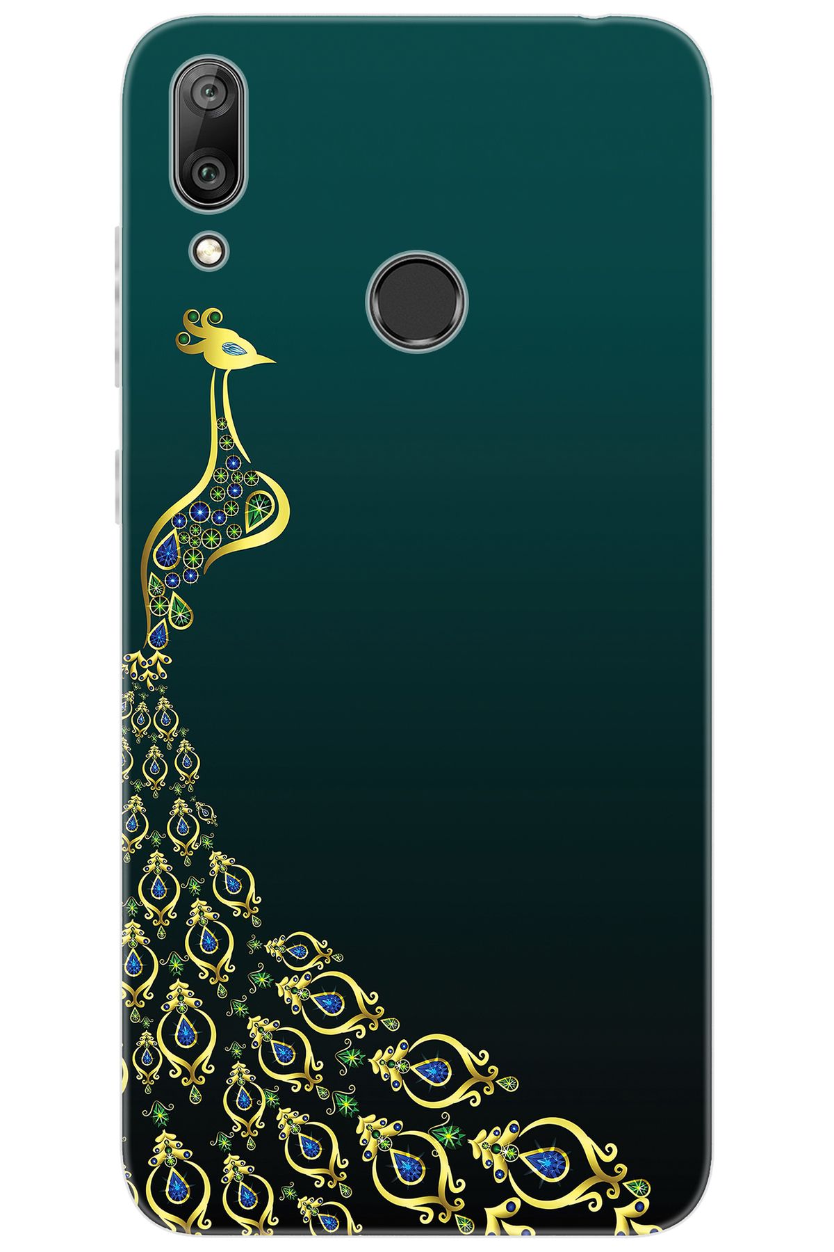 Ceppare Huawei Y7 Prime 2019 (DUB-LX3) Uyumlu Kılıf Desen Baskı Silikon Tavus Kuşu STK:540 CP-QirwbIQ