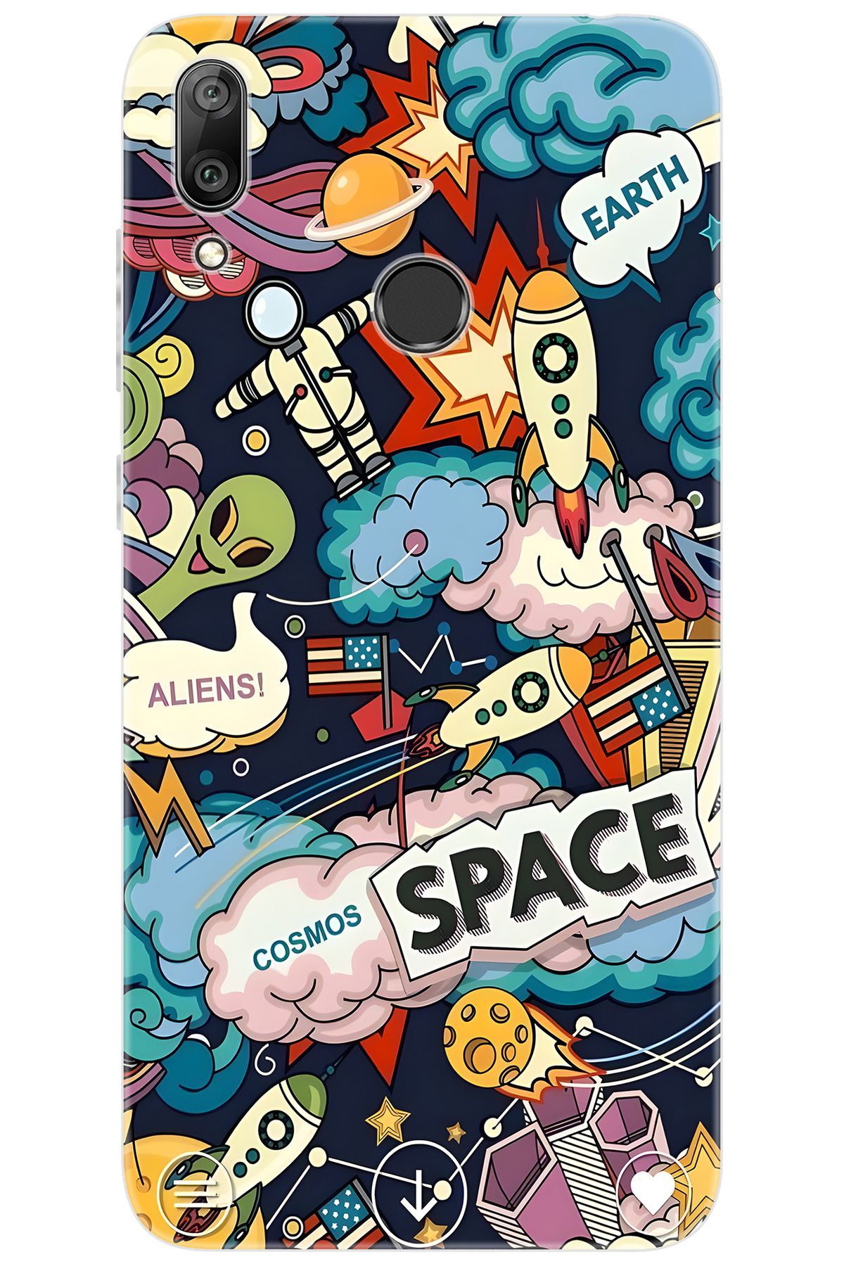 Ceppare Huawei Y7 Prime 2019 (DUB-LX3) Uyumlu Kılıf Desen Baskı Silikon Space STK:633 CP-rh2oT09