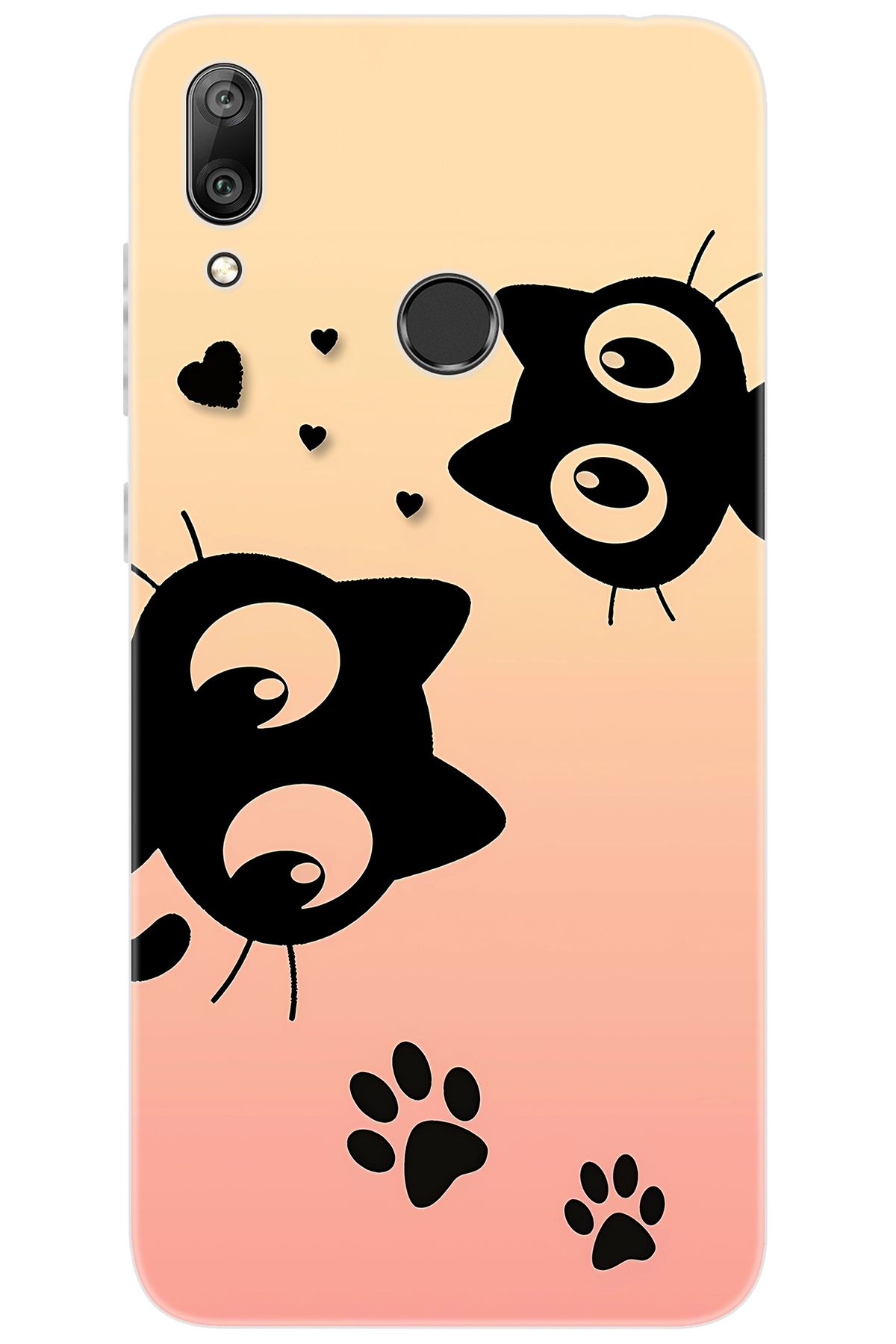 Ceppare Huawei Y7 Prime 2019 (DUB-LX3) Uyumlu Kılıf Desen Baskı Silikon Kedi STK:626 CP-UrEPxXS
