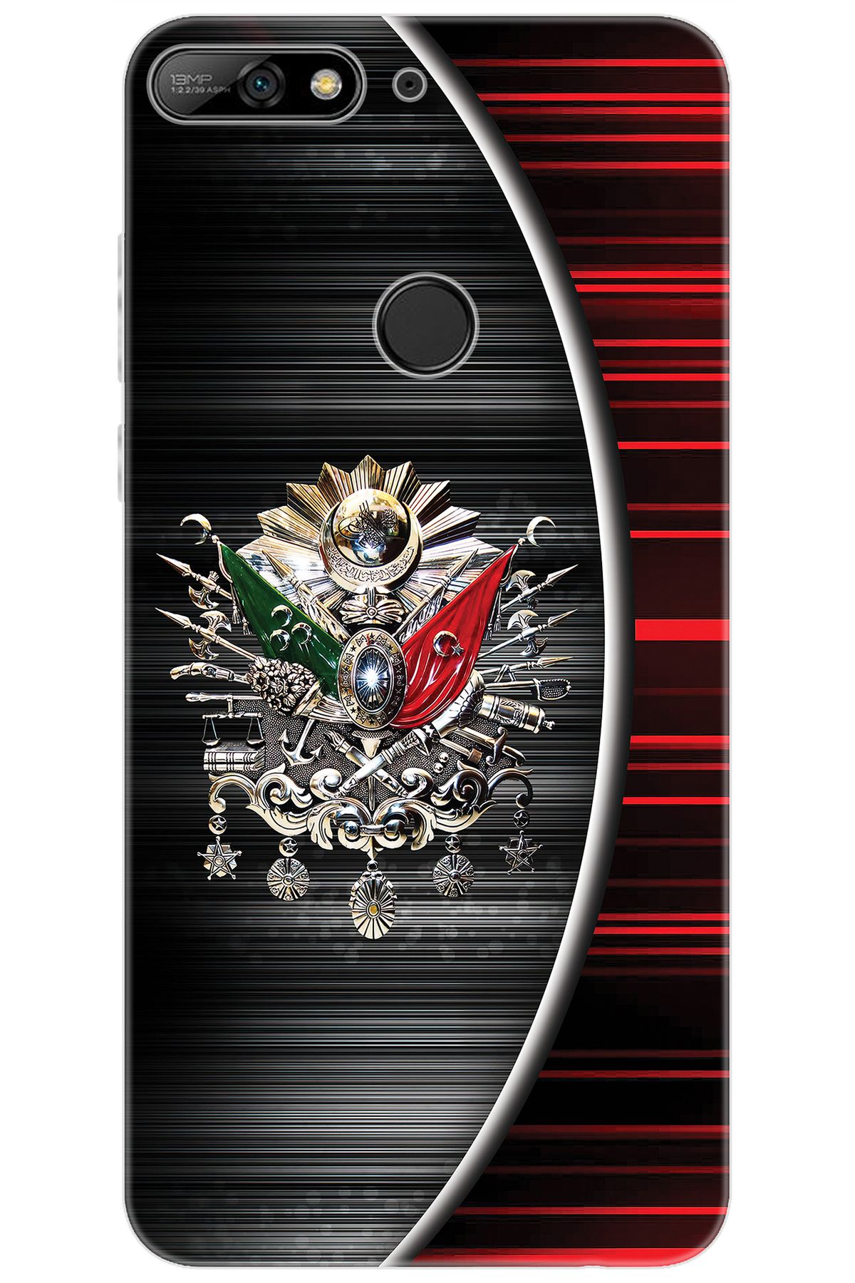 Ceppare Huawei Y7 Prime 2018 (LDN-L21) Uyumlu Kılıf Desen Baskı Silikon Osmanlı Tuğra STK:410 CP-PADCGbR