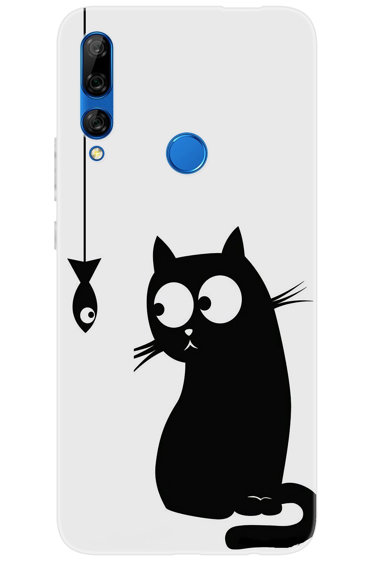 Ceppare Huawei Y9 Prime 2019 (STK-L21) Uyumlu Kılıf Desen Baskı Silikon Balık ve Kedi STK:747 CP-ui5FK1p
