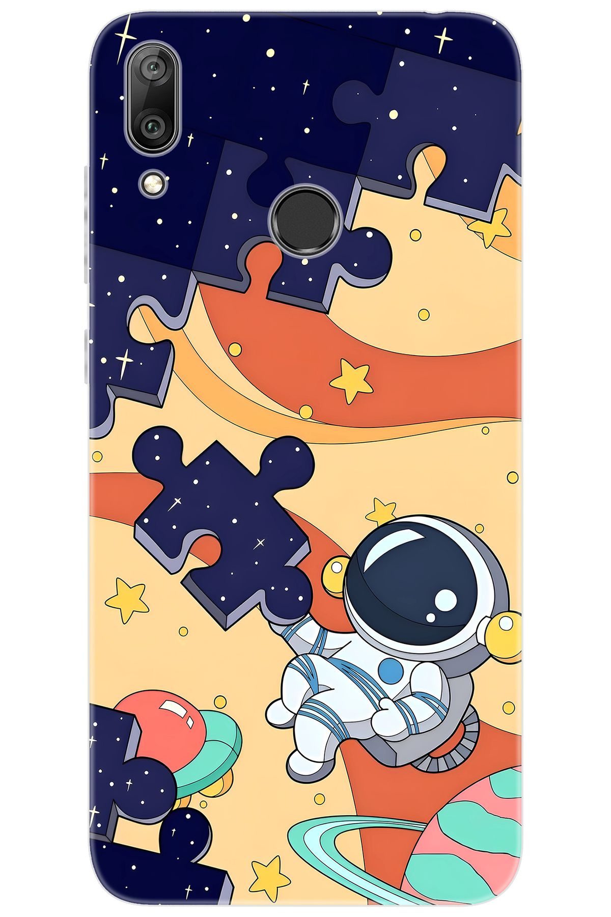 Ceppare Huawei Y7 Prime 2019 (DUB-LX3) Uyumlu Kılıf Desen Baskı Silikon Astronot STK:646 CP-DVGNtaY