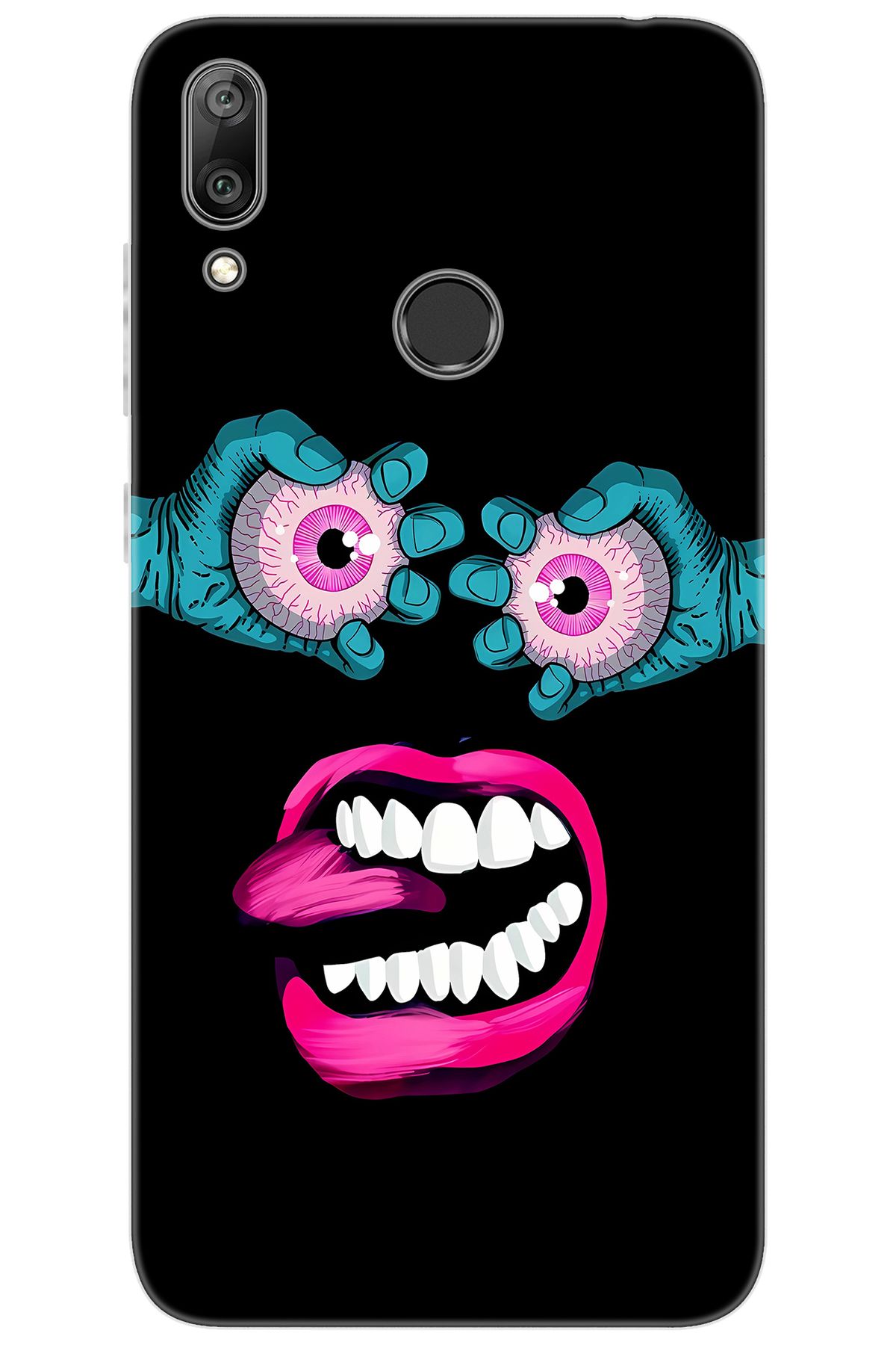 Ceppare Huawei Y7 Prime 2019 (DUB-LX3) Uyumlu Kılıf Desen Baskı Silikon Çılgın Gözler STK:657 CP-DdWINdg