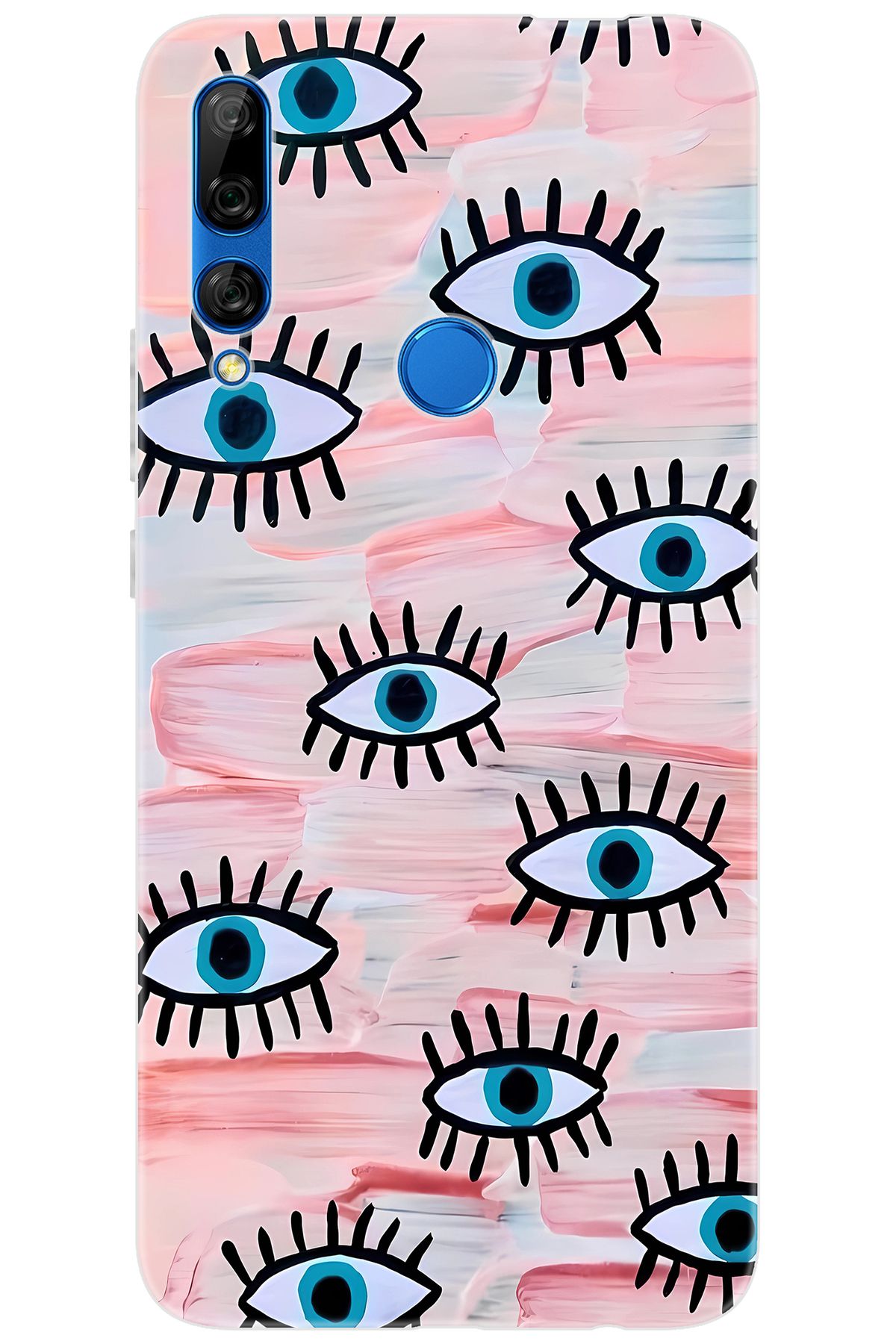 Ceppare Huawei Y9 Prime 2019 (STK-L21) Uyumlu Kılıf Desenli Silikon Nazarlık Gözler STK:661 CP-TIs7mgT