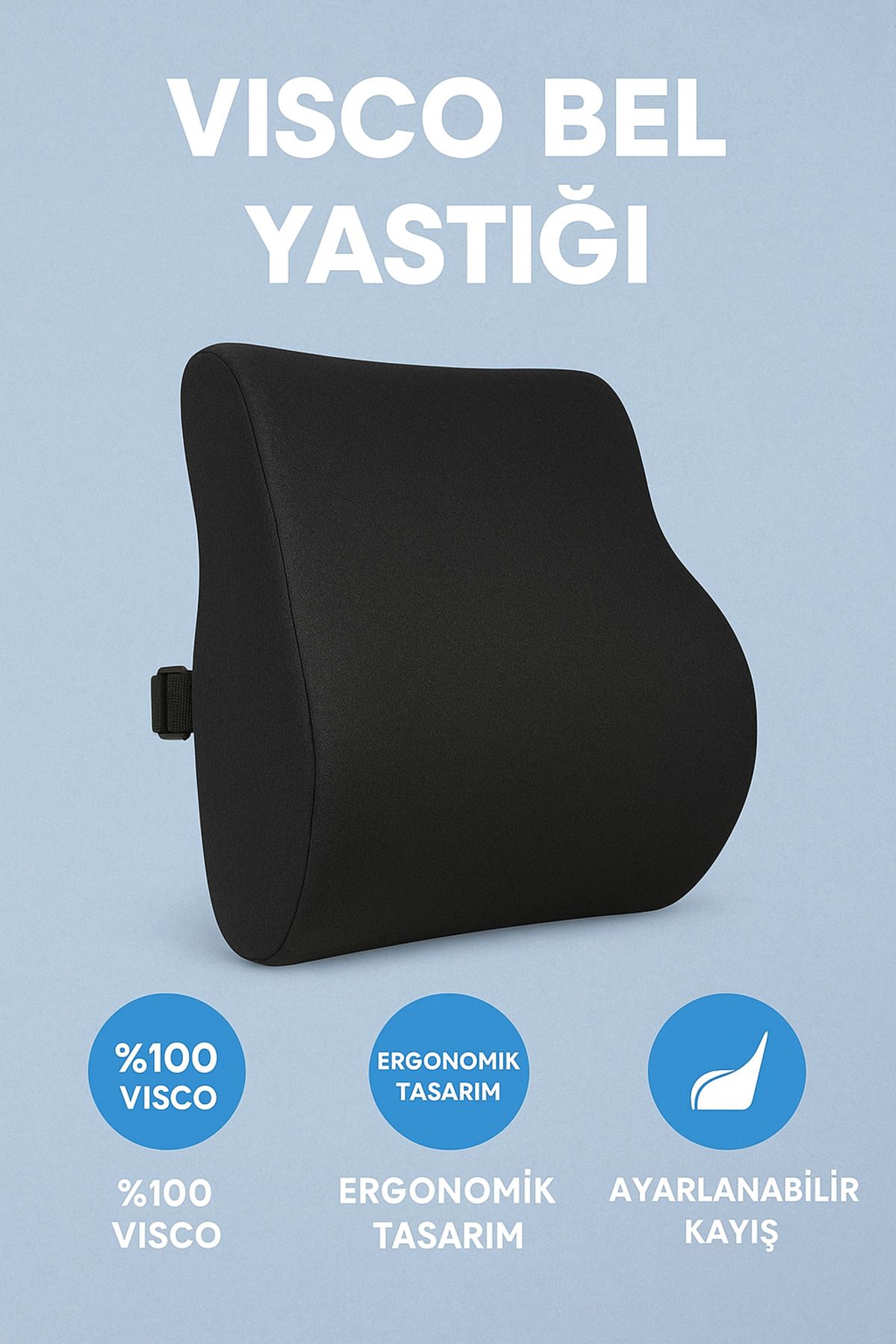EpiRelax Ortopedik Visco Bel Minderi – Bel Ağrılarına Karşı Ergonomik Destek Araba, Ofis, Ev İçin İdeal