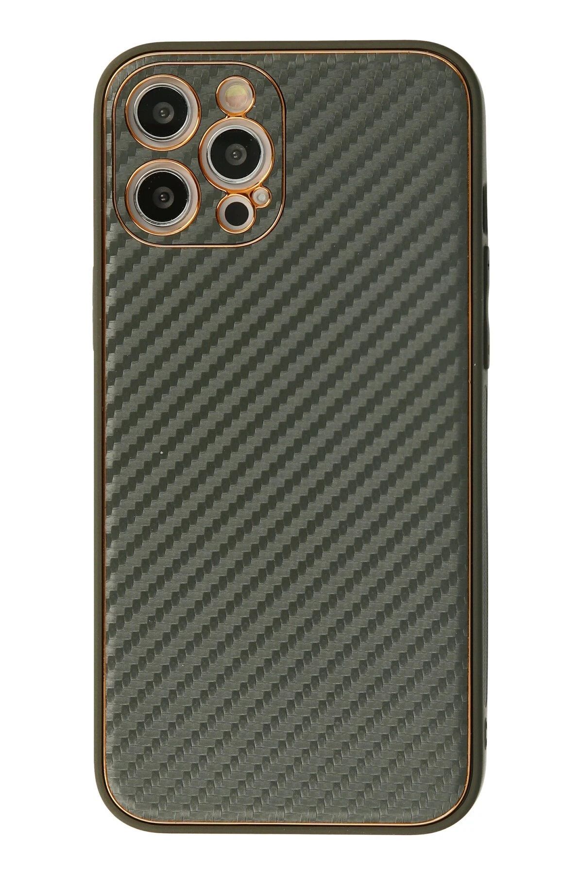 NewFace iPhone 12 Pro Kılıf Coco Karbon Silikon - Füme YNSMR