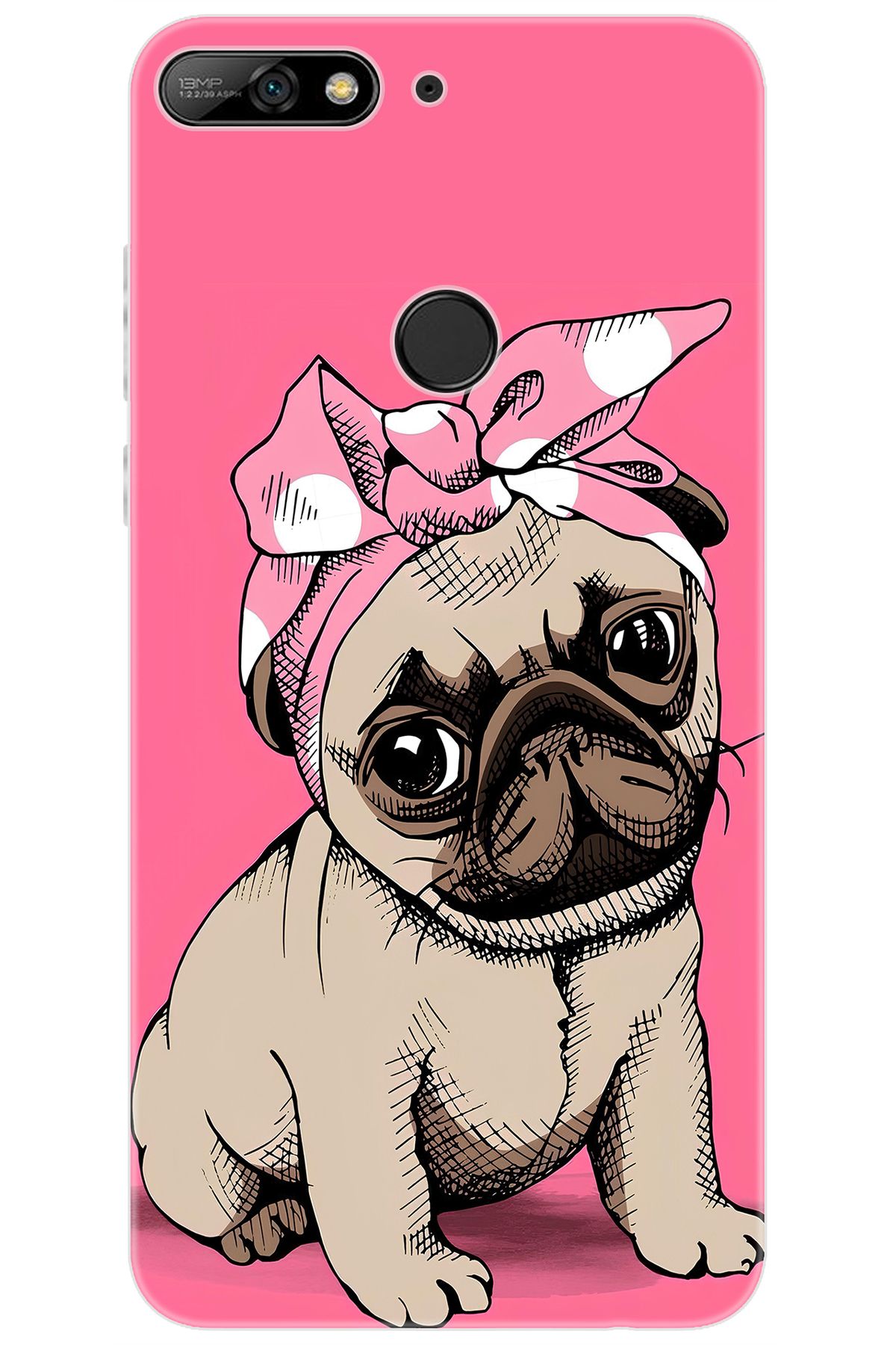 Ceppare Huawei Y7 Prime 2018 (LDN-L21) Uyumlu Kılıf Desen Baskı Silikon Sevimli Pug STK:748 CP-kZ7WbVo