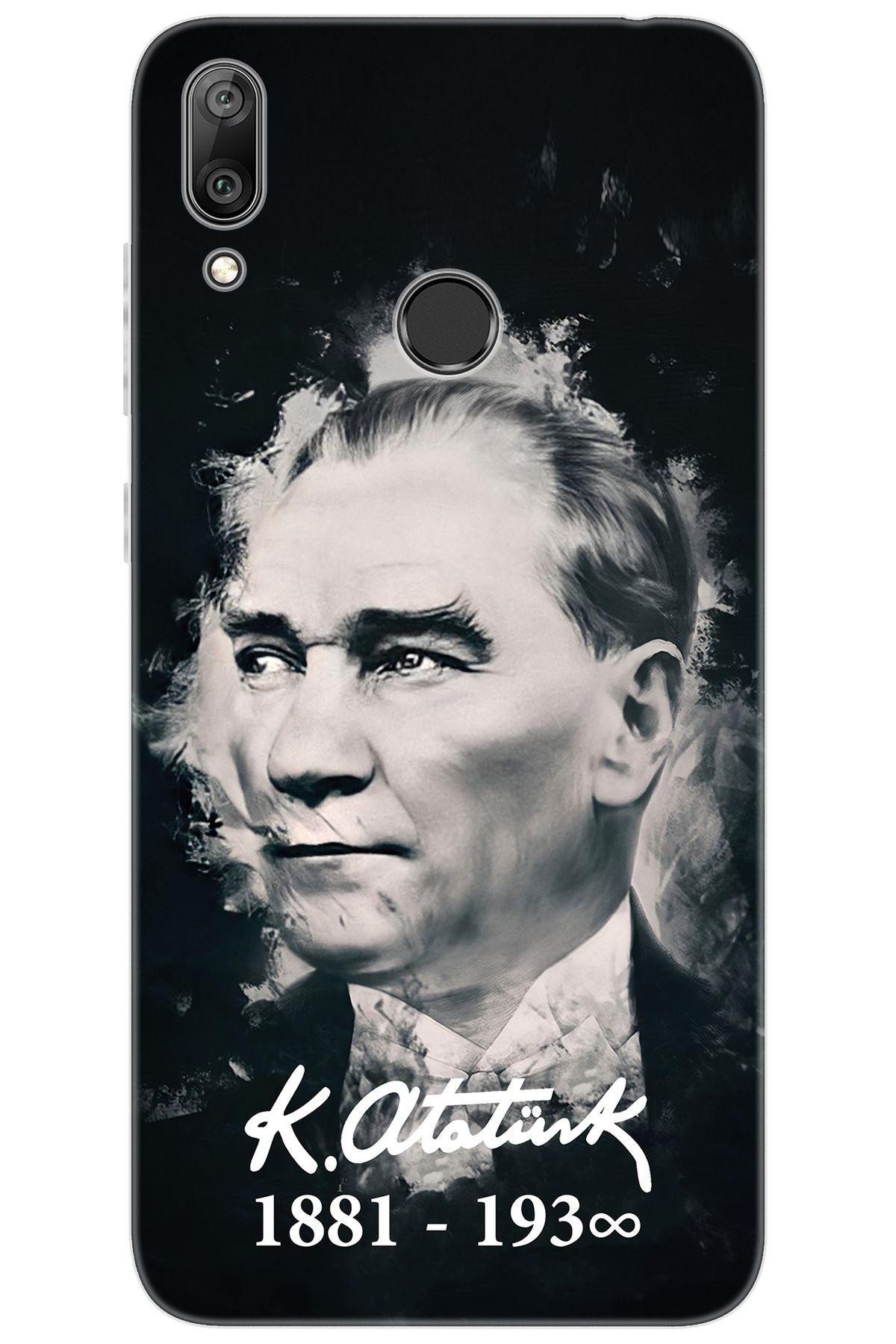 Ceppare Huawei Y7 Prime 2019 (DUB-LX3) Uyumlu Kılıf Desen Silikon Mustafa Kemal Atatürk S388 CP-a7RYZ2c