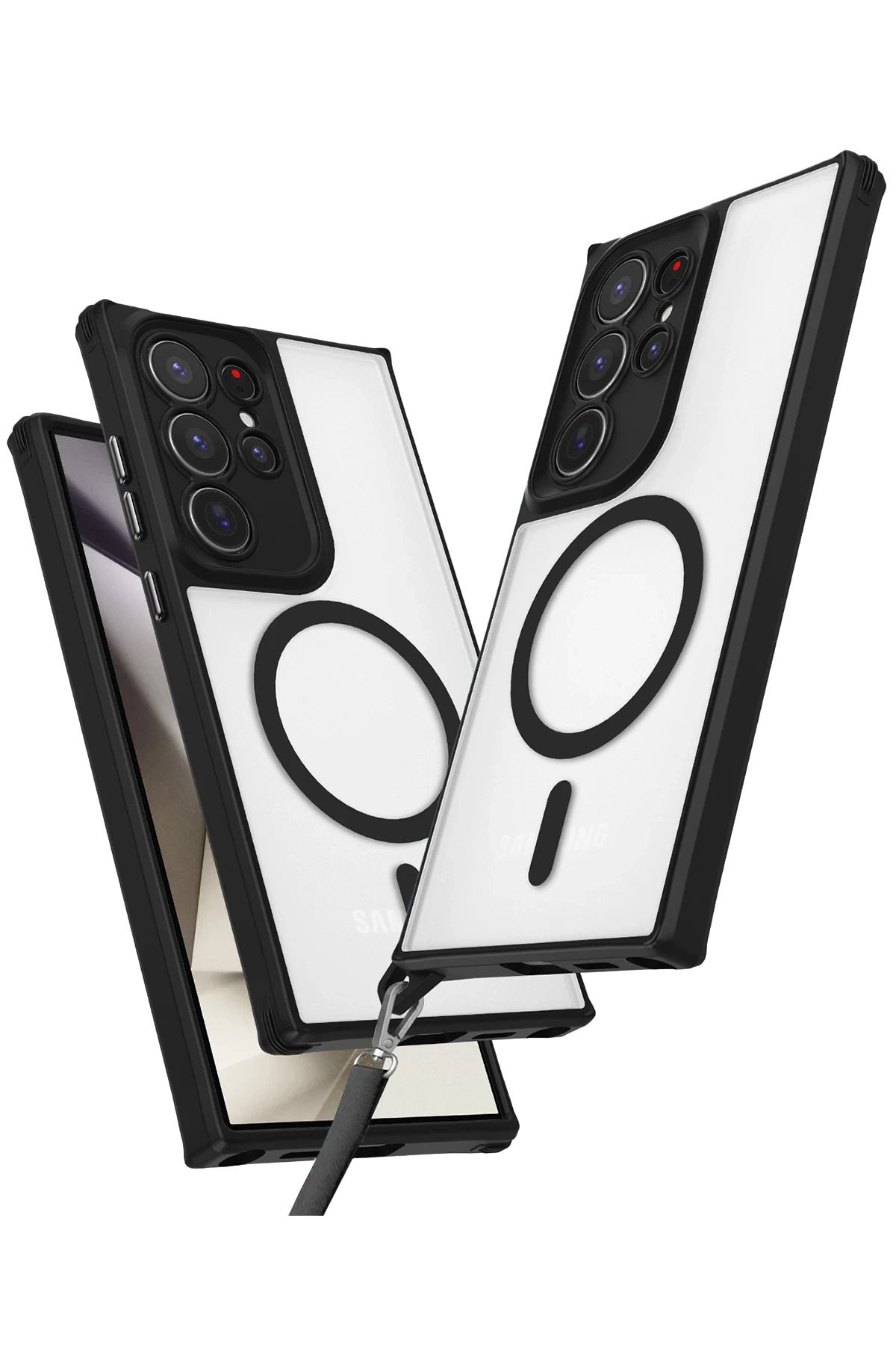 NewFace Samsung Galaxy S24 Ultra Kılıf Enka Magsafe Silikon Kılıf - Siyah FERRG