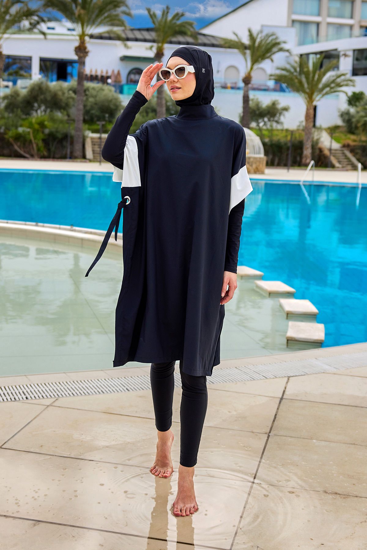 Marina Swimwear Tam Kapalı Tesettür Mayo Likralı Yazlık Mayo Modeli M2502