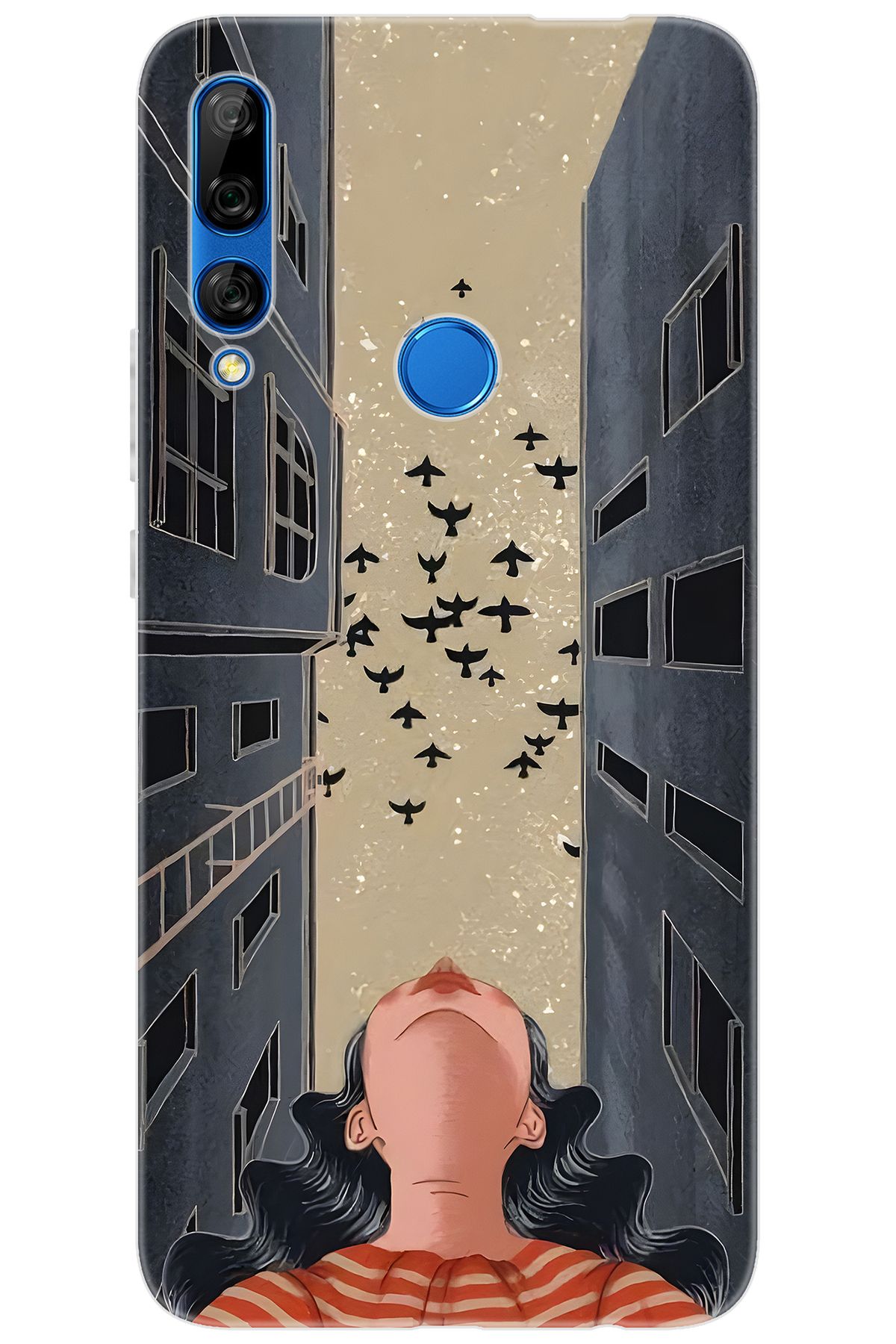 Ceppare Huawei Y9 Prime 2019 (STK-L21) Uyumlu Kılıf Desen Silikon Gök Yüzü ve Kuşlar STK:727 CP-dBfd3LP