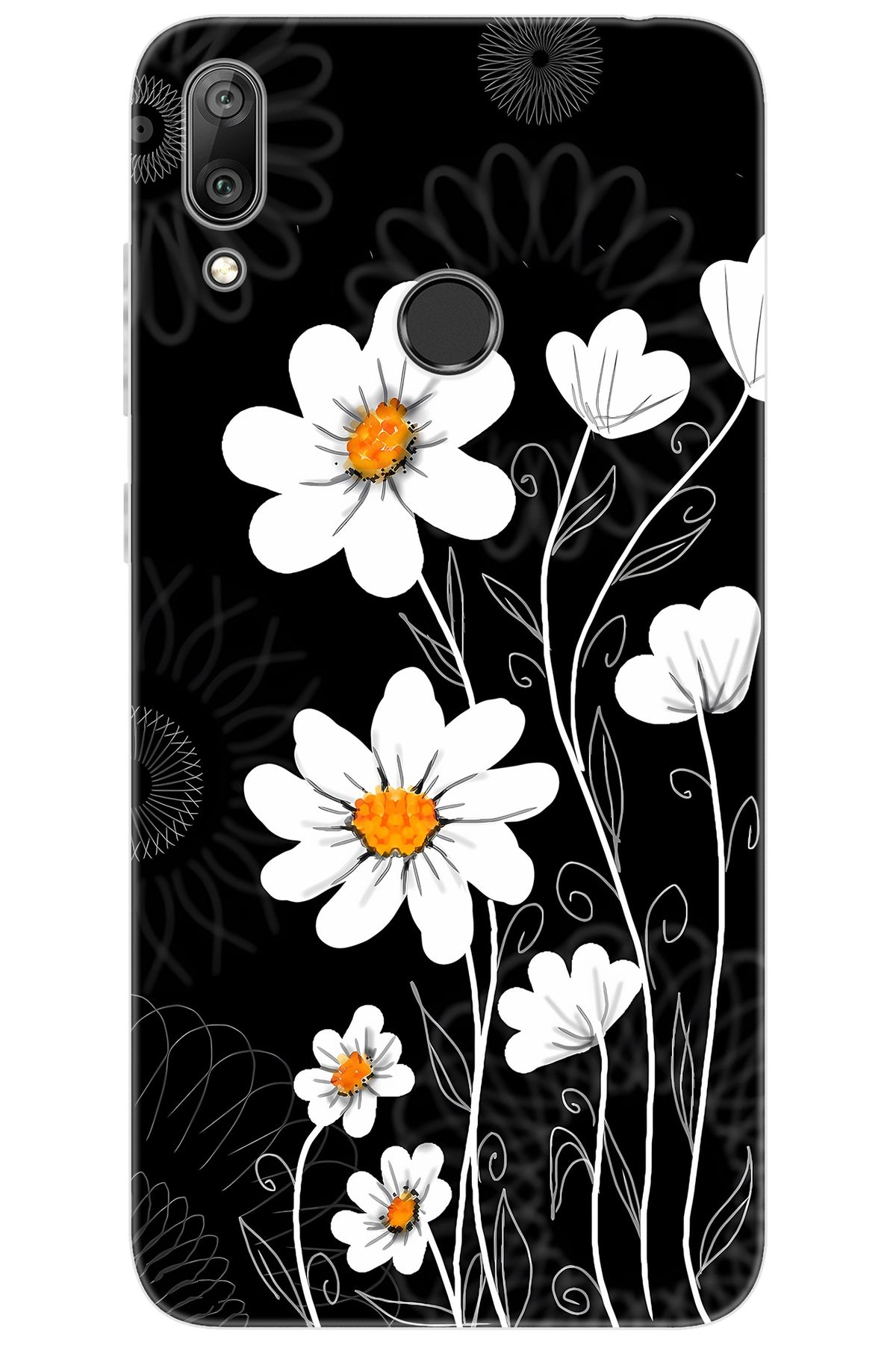 Ceppare Huawei Y7 Prime 2019 (DUB-LX3) Uyumlu Kılıf Desen Baskı Silikon Papatya STK:693 CP-opcn17X