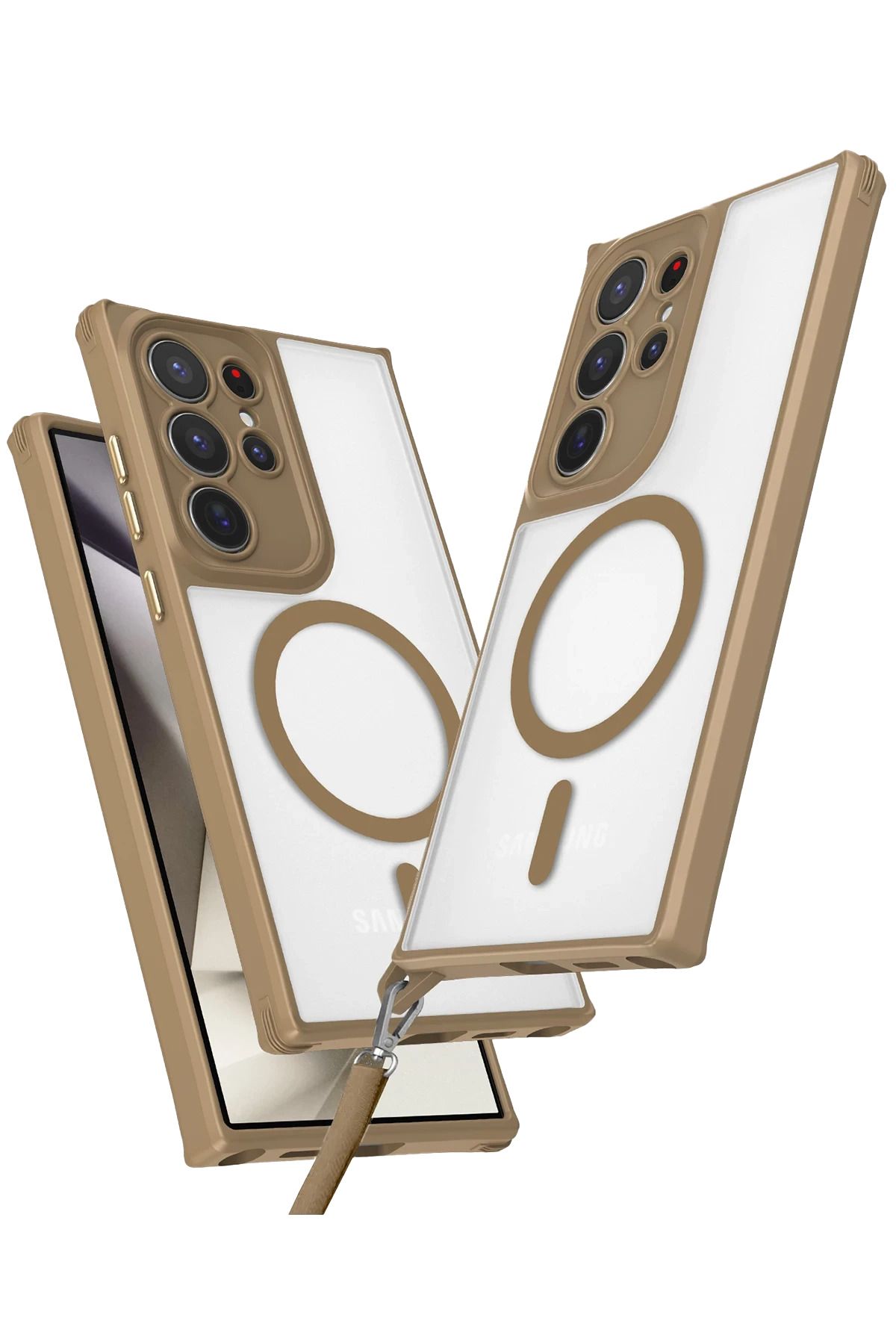NewFace Samsung Galaxy S24 Ultra Kılıf Enka Magsafe Silikon Kılıf - Desert FERRG