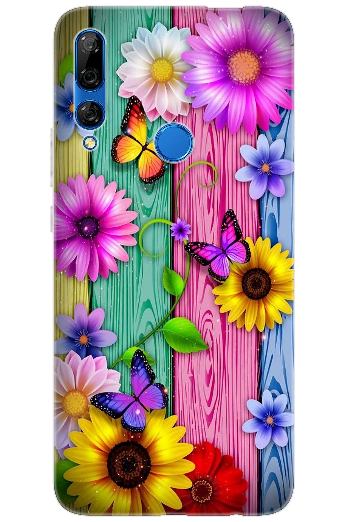 Ceppare Huawei Y9 Prime 2019 (STK-L21) Uyumlu Kılıf Desen Silikon Papatya Kelebekler STK:719 CP-dm8oRTj