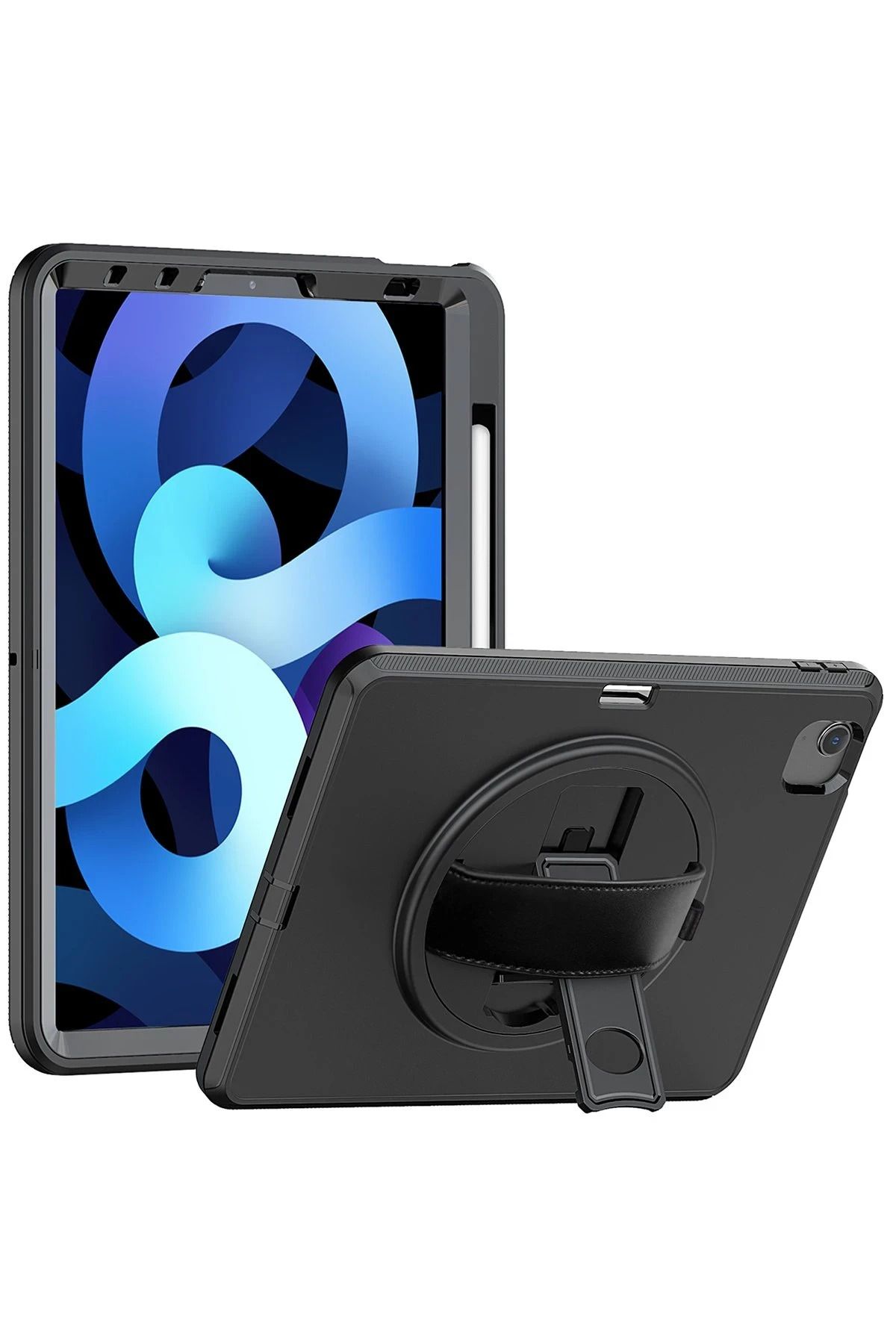 NewFace iPad 2022 10.9 (10.nesil) Kılıf Hand Strap Tablet Kılıfı - Siyah FERRG