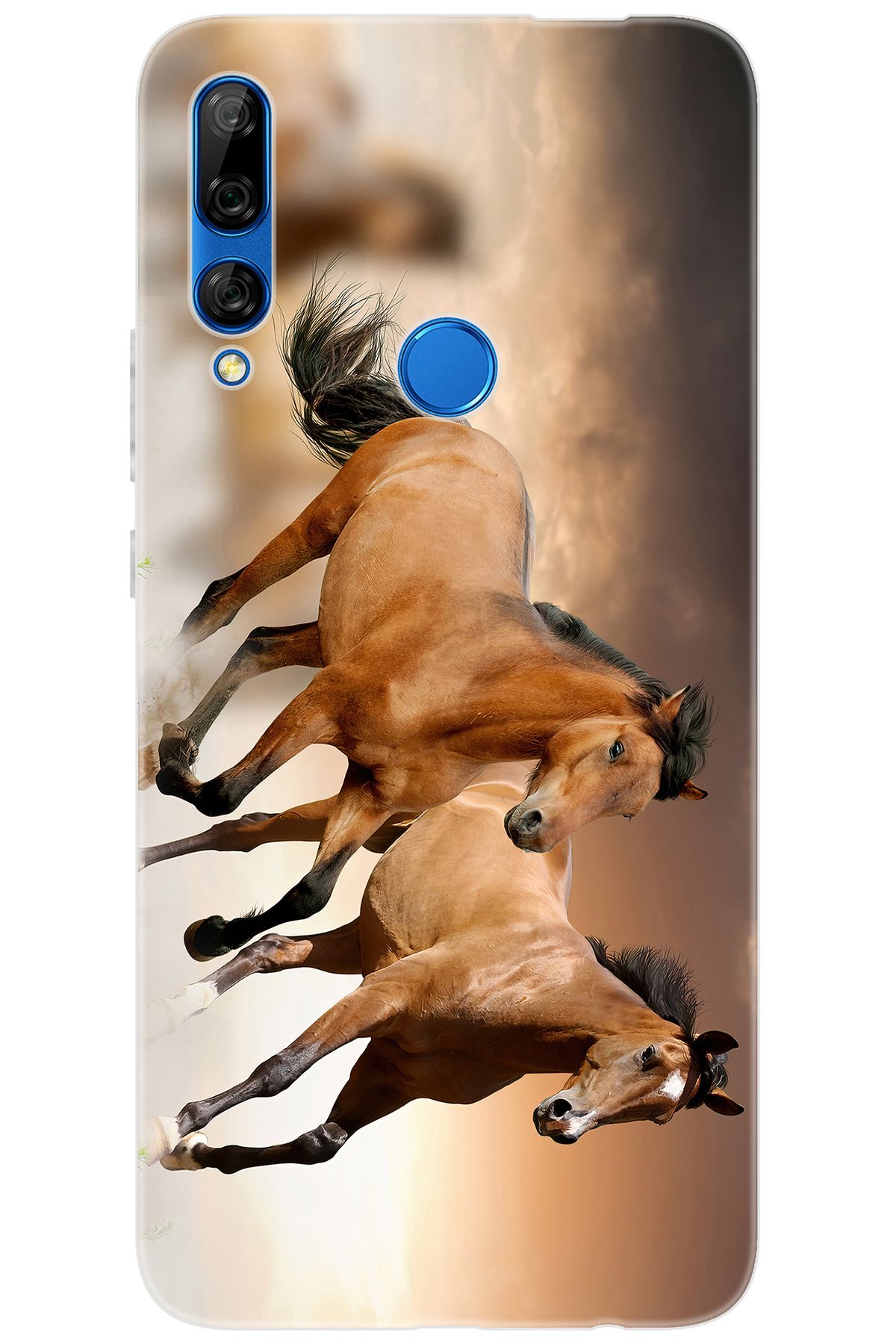 Ceppare Huawei Y9 Prime 2019 (STK-L21) Uyumlu Kılıf Desen Baskı Silikon Kahve Atlar STK:176 CP-5cQjGxt